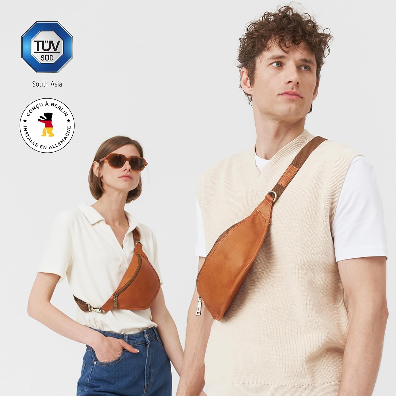 Detalle de Berliner Bags Kai Sac Banane cuir marron ⚙