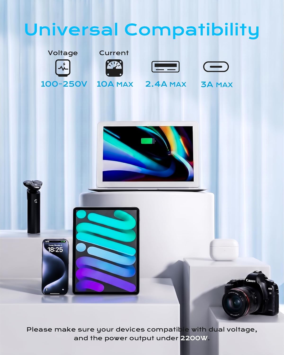 Thumbnail 5 de Olcorife Universal Travel Adapter 6-Outlets