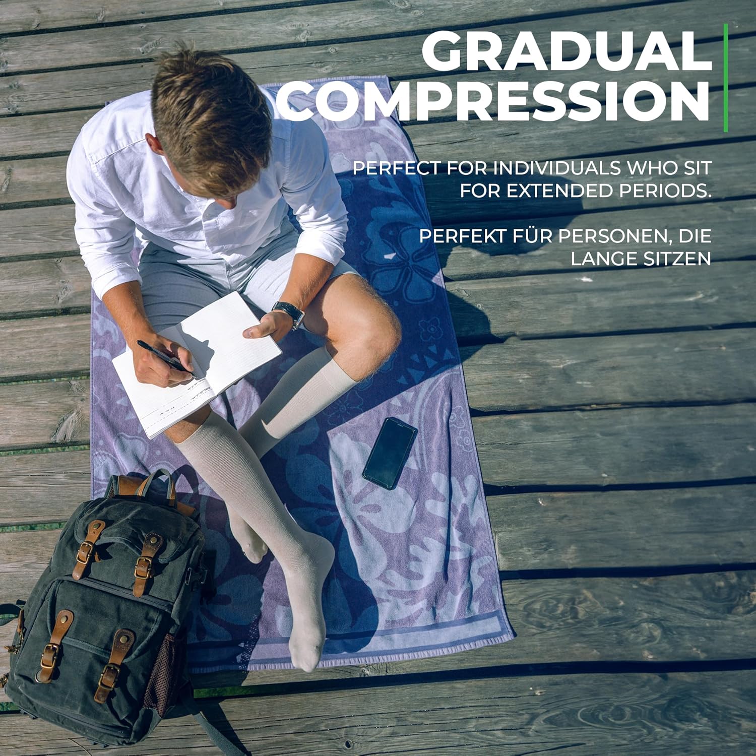 Thumbnail 5 de Medizinische Kompressionsstrümpfe mit Silberfäden (60% Bio-Baumwolle) – graduiert 15–20 mmHg