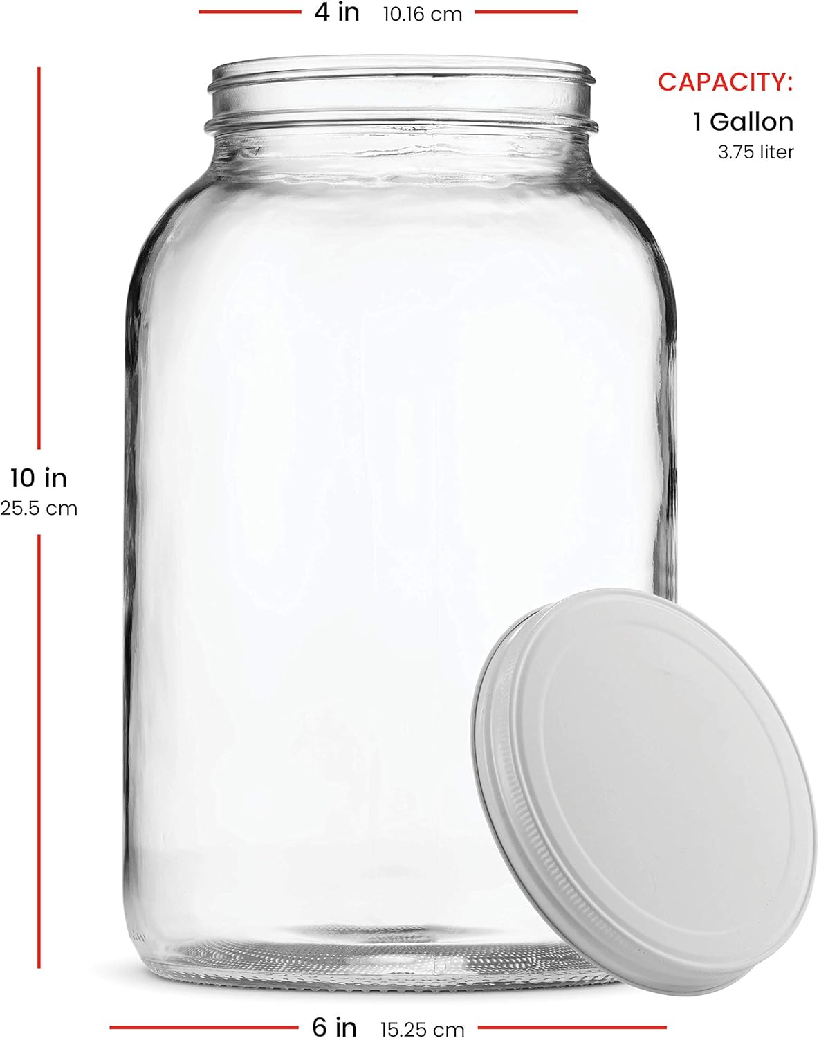 Thumbnail 6 de 1 Gallon Glass Jar with Lid – 2 Pack, Wide Mouth, Airtight Metal Lids, BPA-Free & Dishwasher Safe