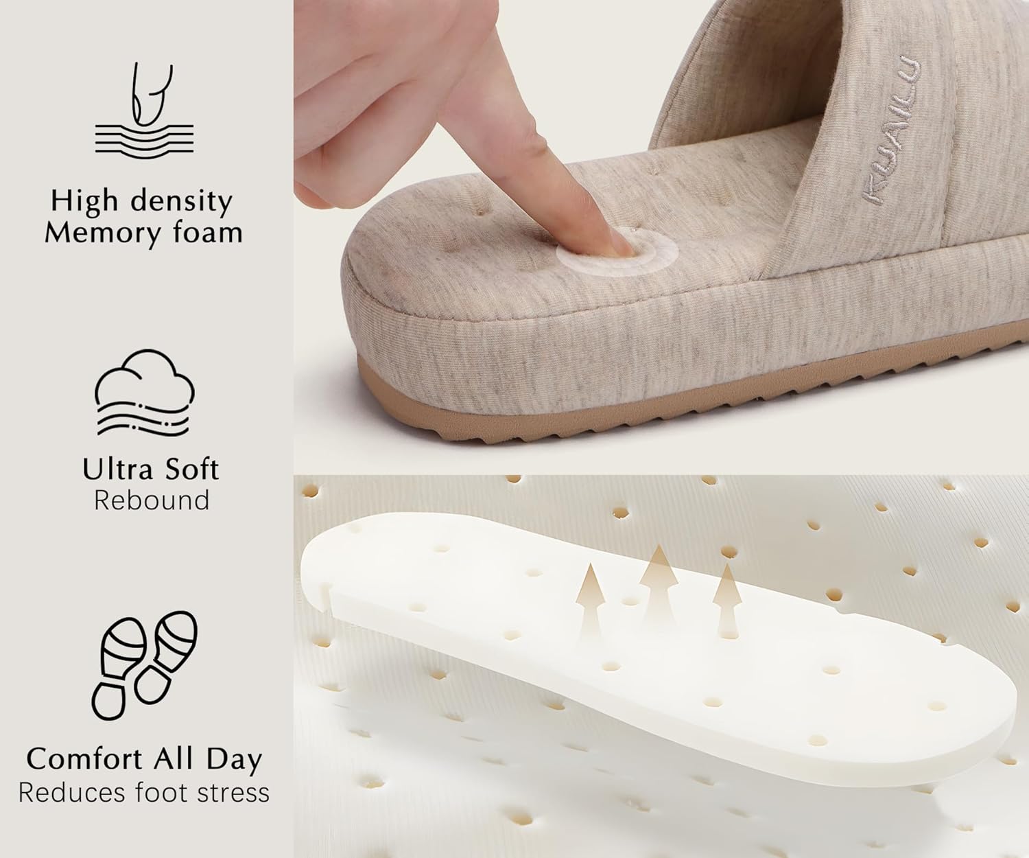 Thumbnail 3 de KuaiLu Men's Quilted Cotton-Blend Slippers with Memory Foam