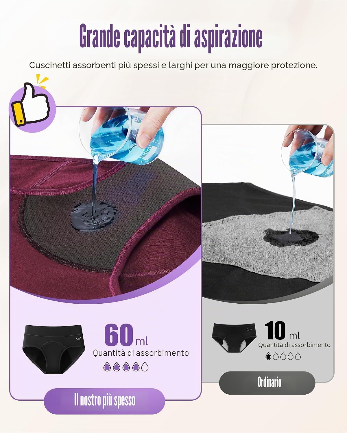 Detalle de TANSTC Mutande Mestruali Donna Cotone - 4 Strati, Assorbenti e Riutilizzabili, 3 Pack