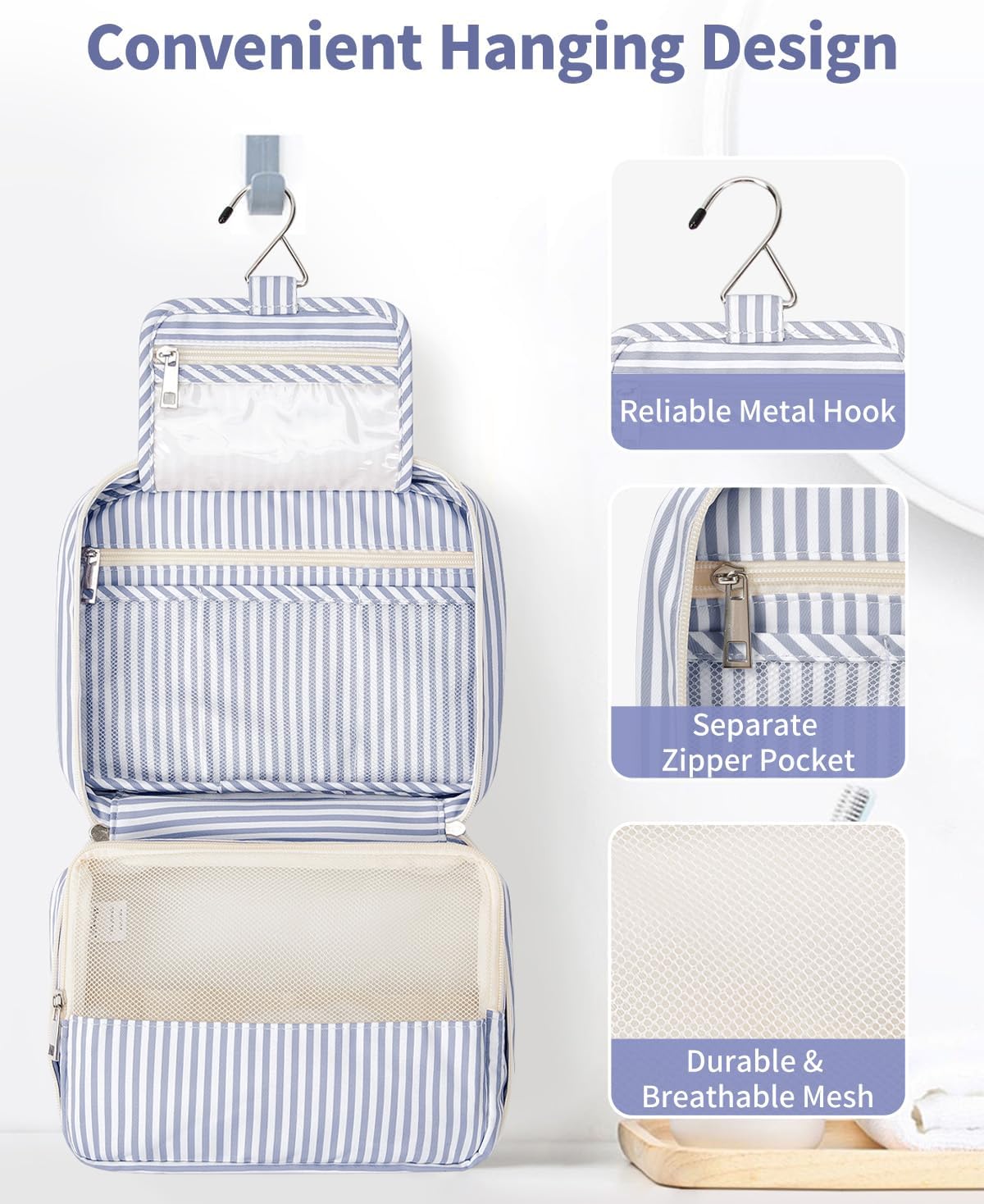 Detalle de Narwey Travel Hanging Toiletry Wash Bag: Compact, Waterproof organiser for travel