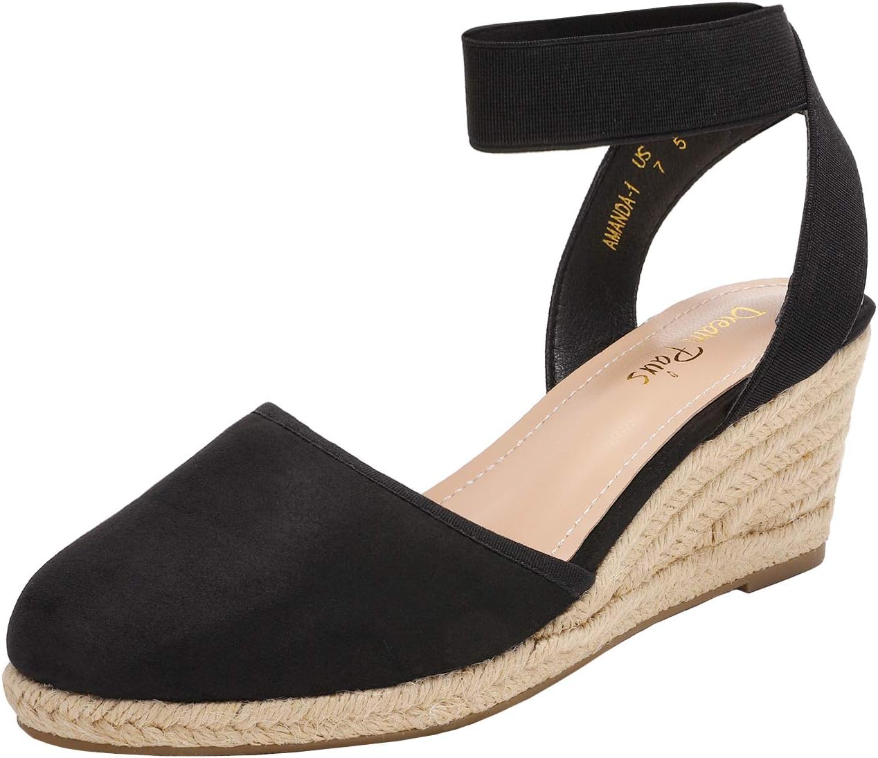 Detalle de DREAM PAIRS Women's Elastic Ankle Strap Espadrilles Wedge Sandals