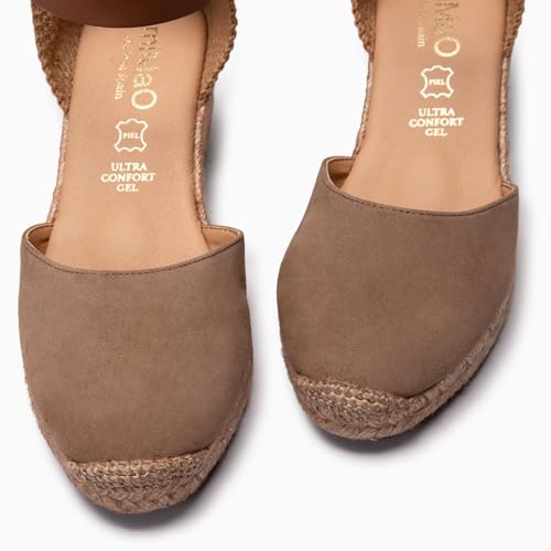Thumbnail 1 de Espadrilles à Talon compensé en Cuir Taupe - miMaO, EU 39