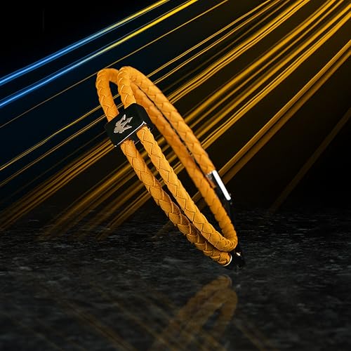 Thumbnail 5 de Maserati JM226AVE45, bracciale uomo in acciaio e pelle gialla LEATHER