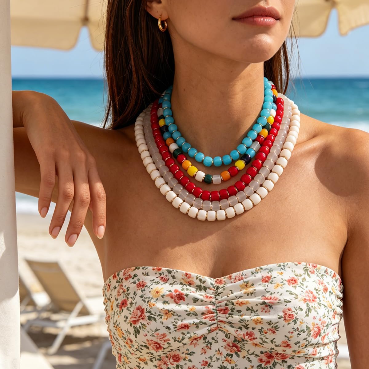 Detalle 2 de Impurain Chunky Beaded Necklace with Resin Elements