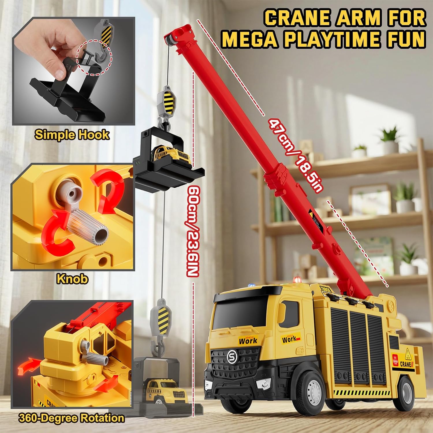 Detalle de Lehoo Castle Crane Truck Toy, 12.6-Inch