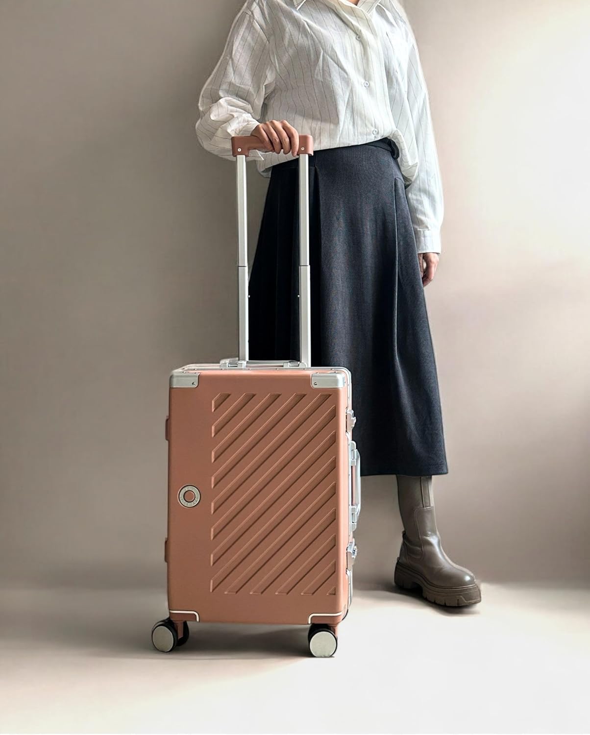 Thumbnail 6 de 100% Polycarbonate Zipperless Small Suitcase (Pink) – 34L Carry-On, 4.1kg, 5 Wheels