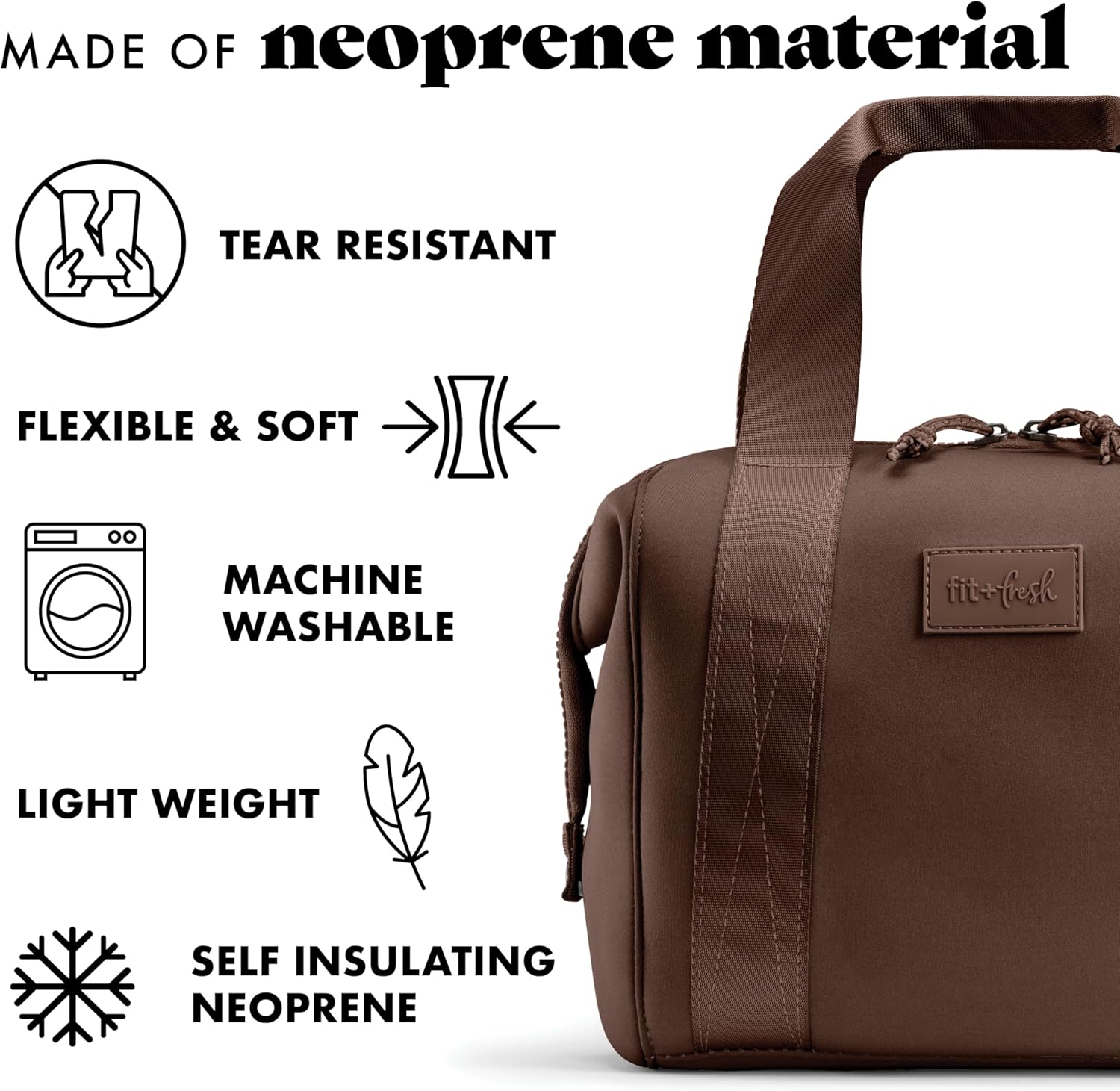Thumbnail 5 de Fit & Fresh Remi Women’s Neoprene Lunch Bag (Chocolate) with Containers & Ice Pack