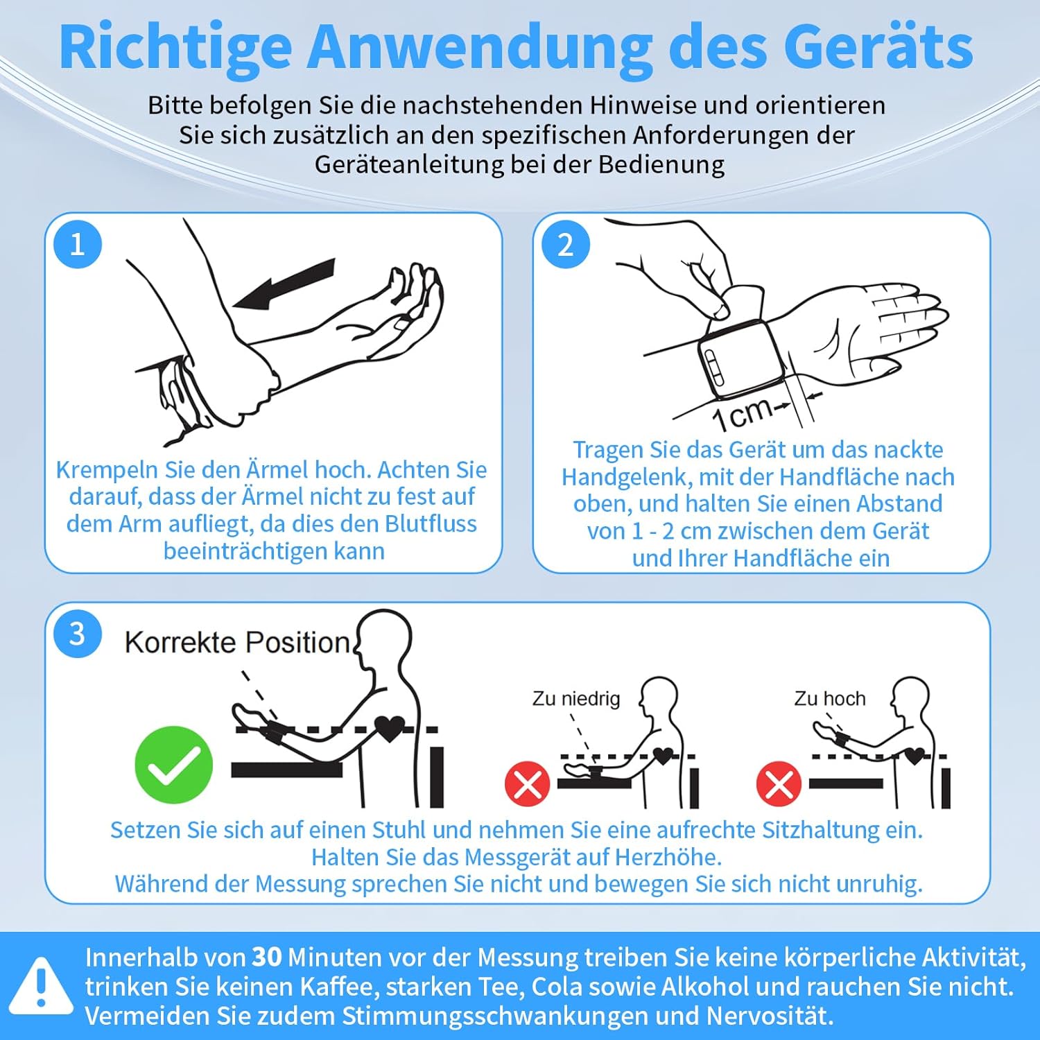 Thumbnail 6 de Axets Blutdruckmessgerät Handgelenk mit Arrhythmie-Erkennung – automatische Messung, farbiger Risiko-Indikator, 2×99 Speicherplätze