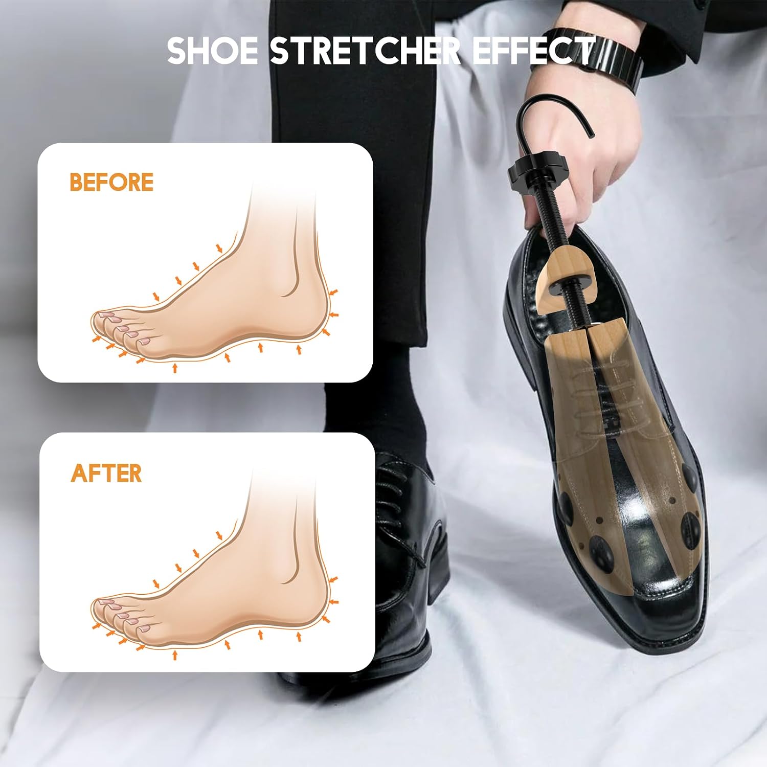 Detalle 2 de JJDPARTS Wooden 4-Way Shoe Stretcher Pair – Durable Wooden Expander for Men and Women