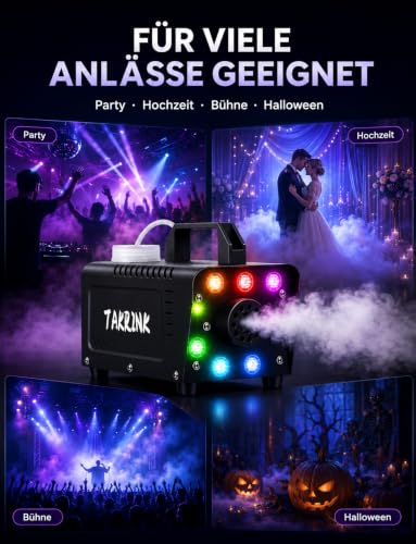 Thumbnail 7 de TAKRINK Nebelmaschine 900W mit RGB LED – Rauchmaschine mit Fernbedienung, 16 Farben