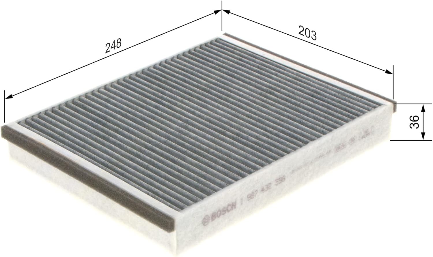 Detalle 2 de Bosch Filtro Abitacolo ai Carboni Attivi R2598 – filtrazione avanzata e profili anti-odore per un’aria interna più pulita