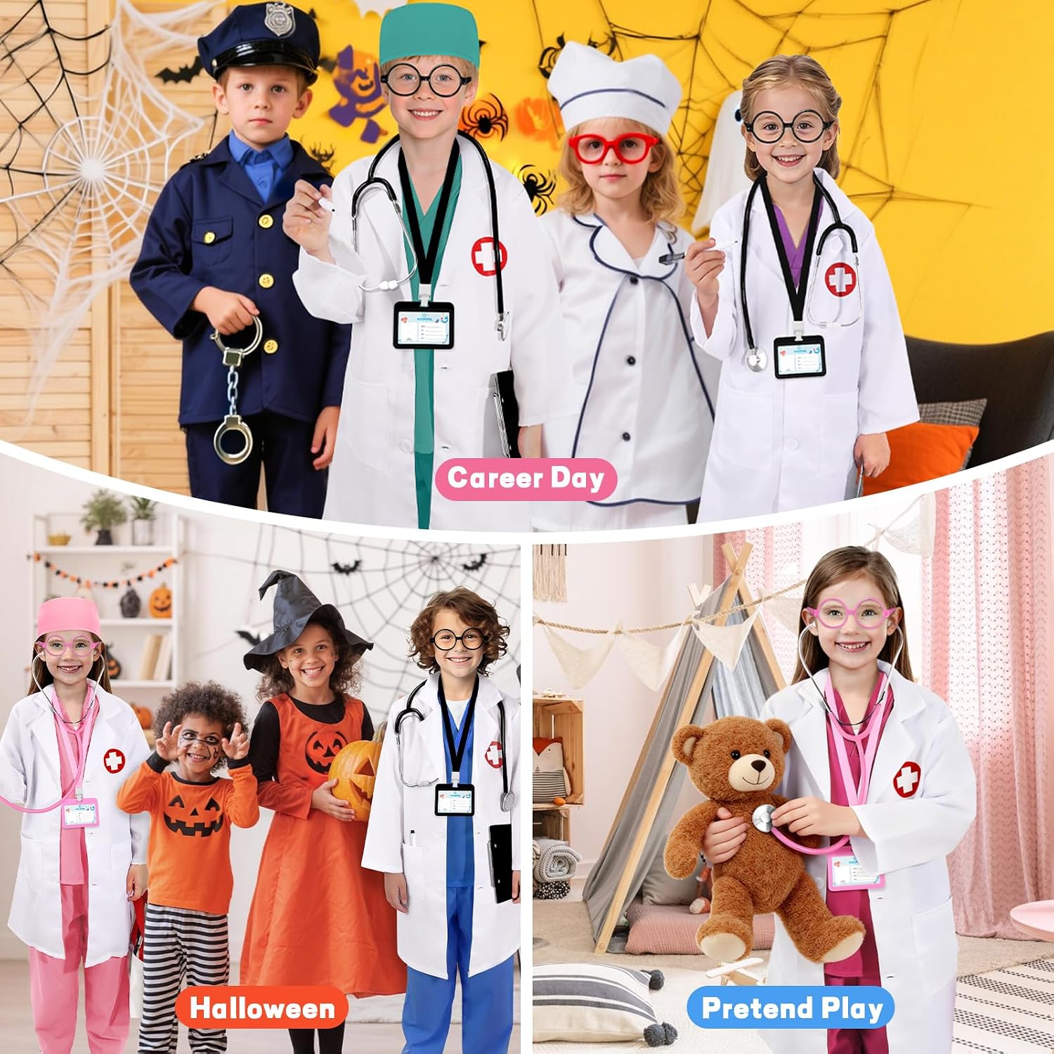 Detalle 2 de Wuclad Kids Doctor Costume Set, 12-Piece Scrubs, Lab Coat and Accessories