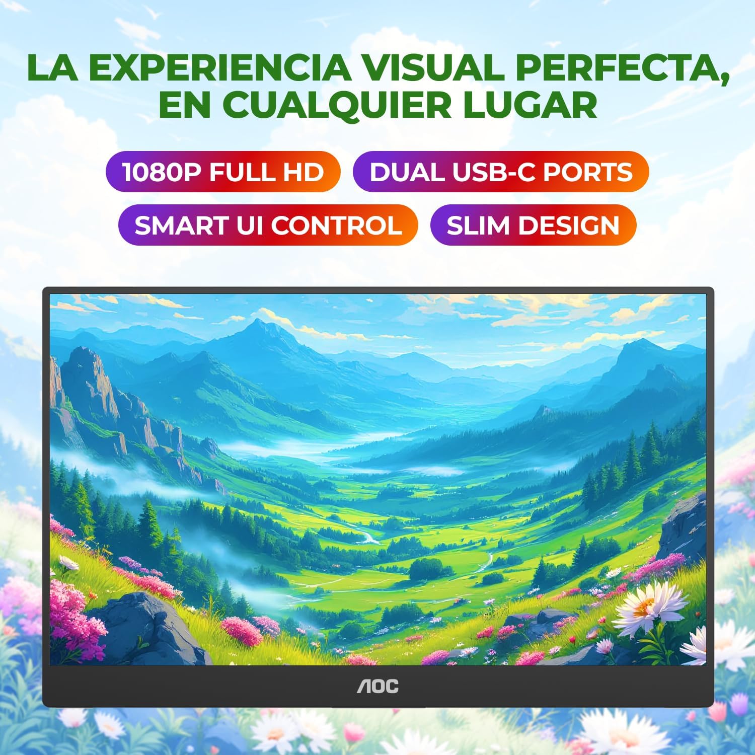 Detalle de AOC 16T20 Portable Monitor 15.6"