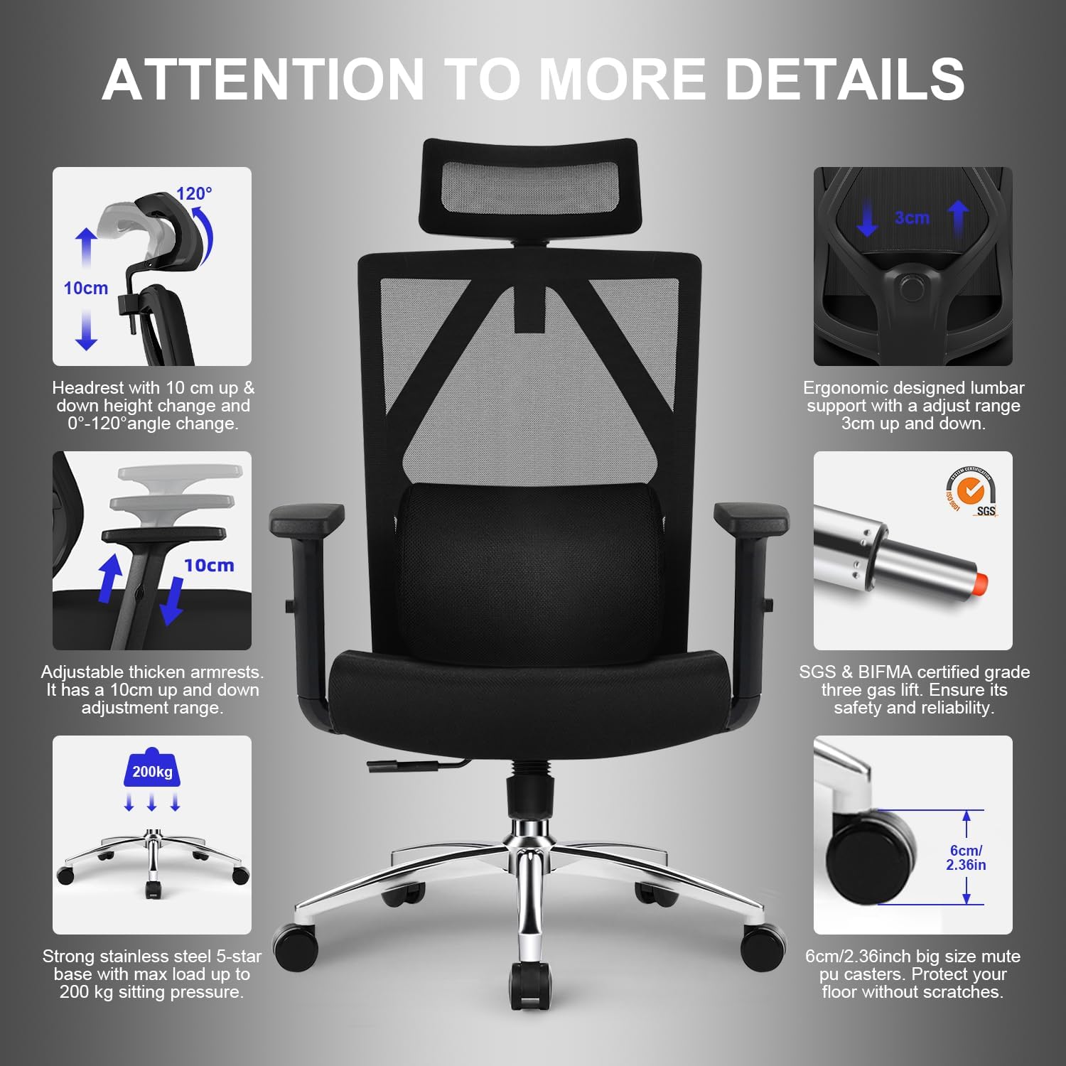 Thumbnail 5 de Daccormax Chaise bureau ergonomique 200 kg