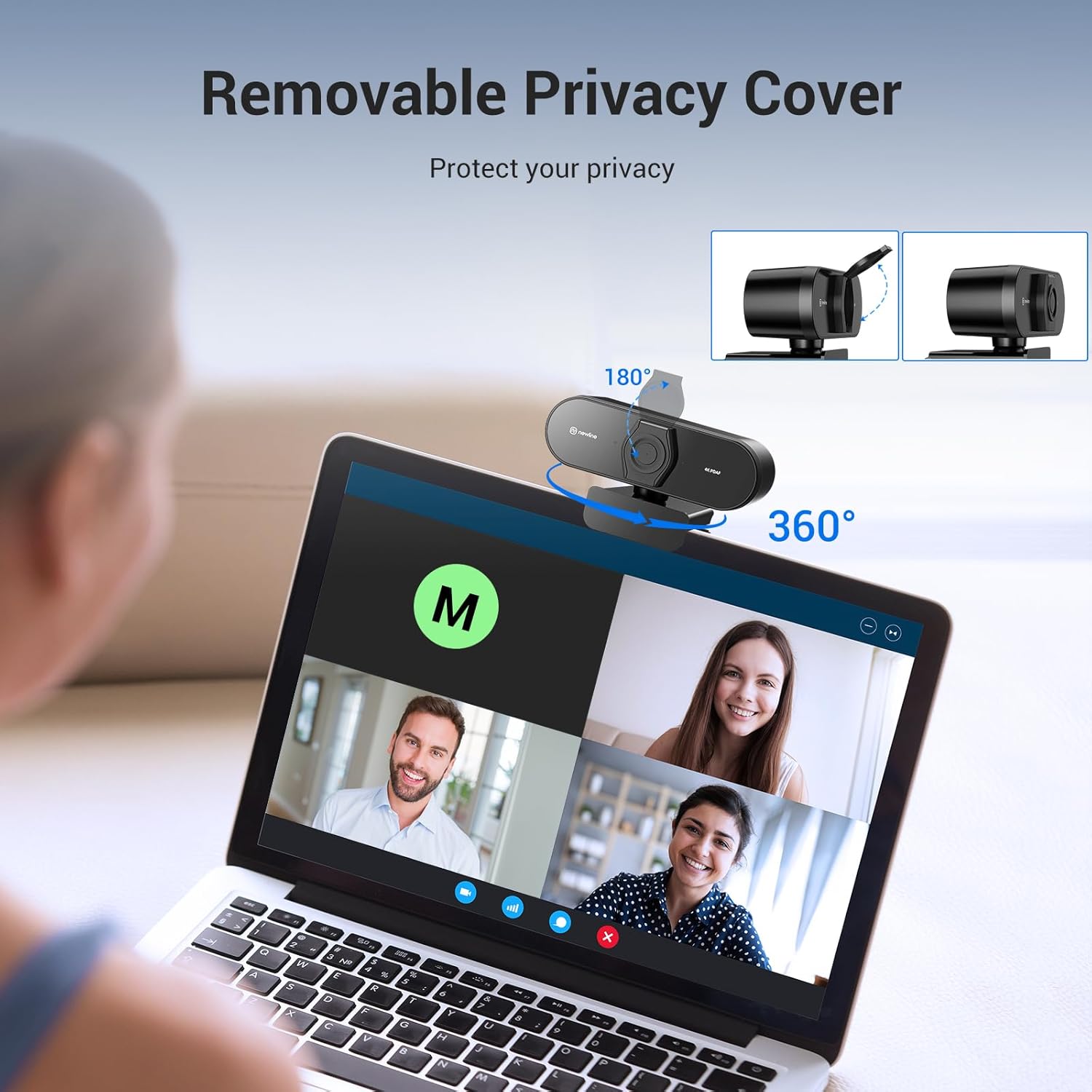 Thumbnail 4 de N newline 4K Webcam for PC with Fast Autofocus, 1080p 60FPS, Dual Stereo Mics and Privacy Cover