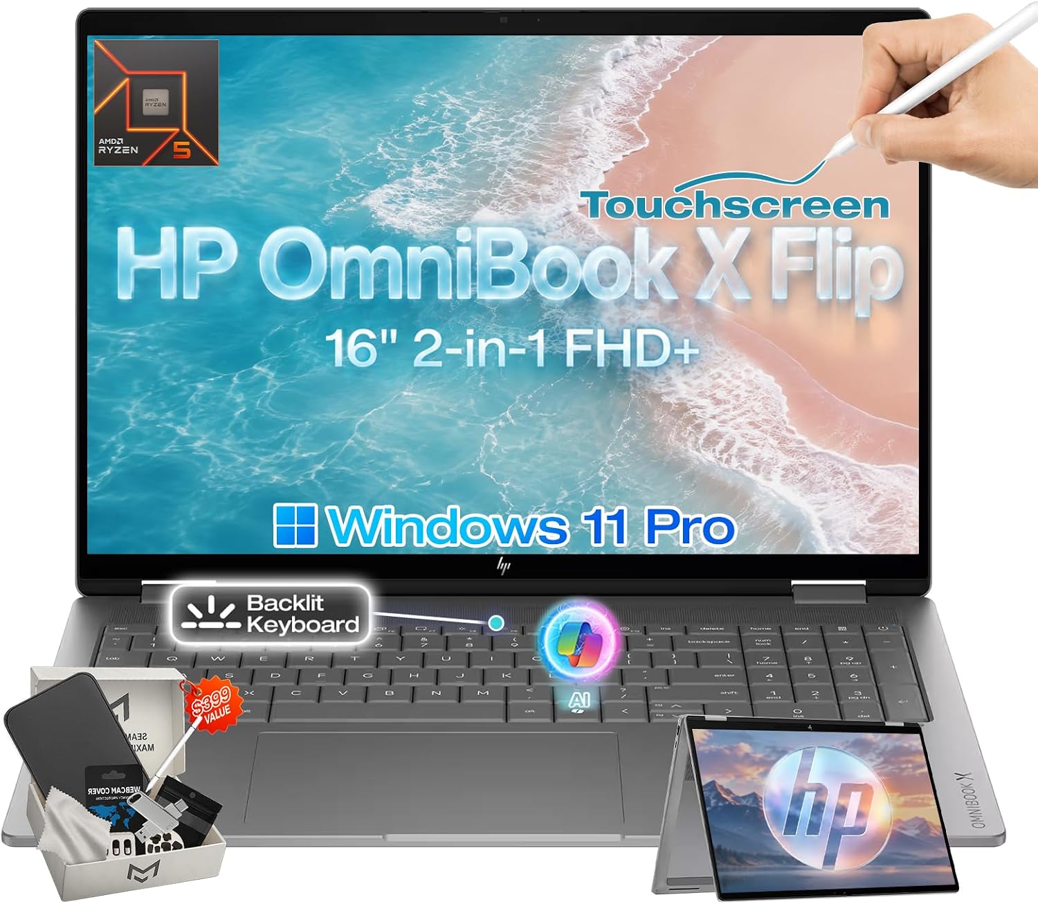 Detalle de HP 2-in-1 laptop, 16-inch