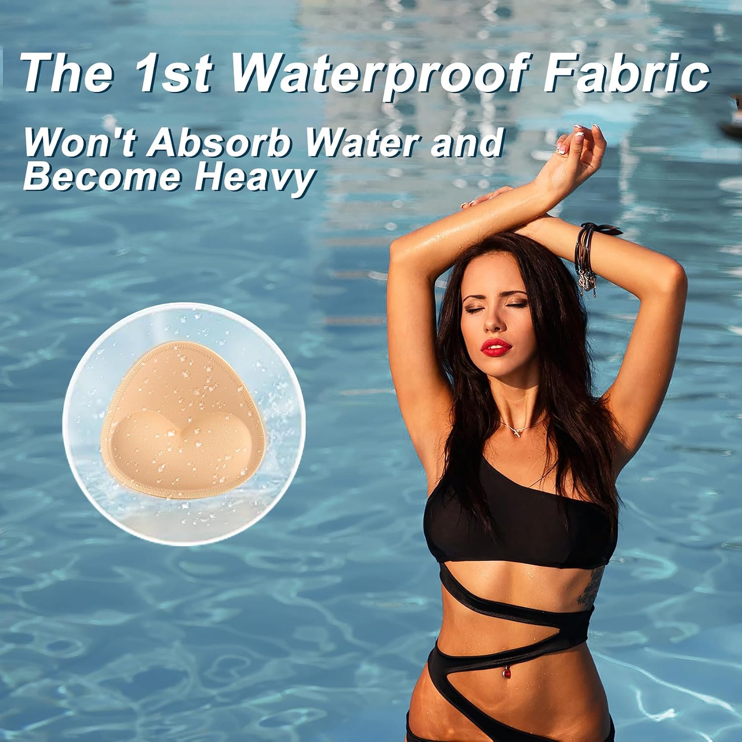 Detalle 2 de Nimiah Waterproof Swimsuit Bra Inserts Pads – sewn push-up replacement pads for bikini and sports bras