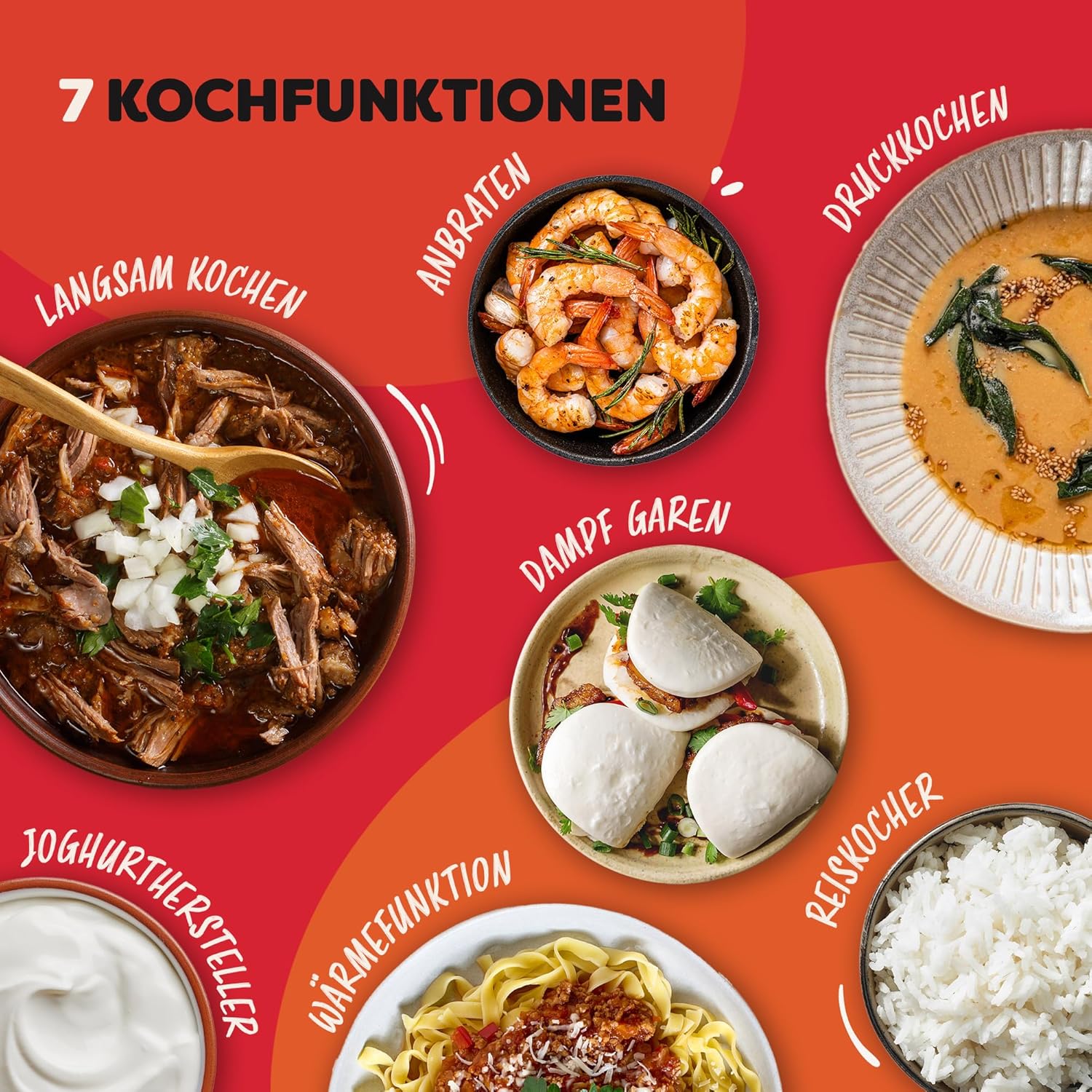 Thumbnail 2 de Instant Pot Duo 7-in-1 Multikocher mit 5,7 l Edelstahlgehäuse – großer Schnellkochtopf für Druck, Dampf & mehr