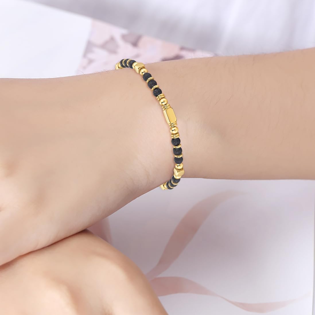 Thumbnail 6 de SIUMAL Boho Armband Damen – Natürliches Steinarmband mit Edelstahlperlen
