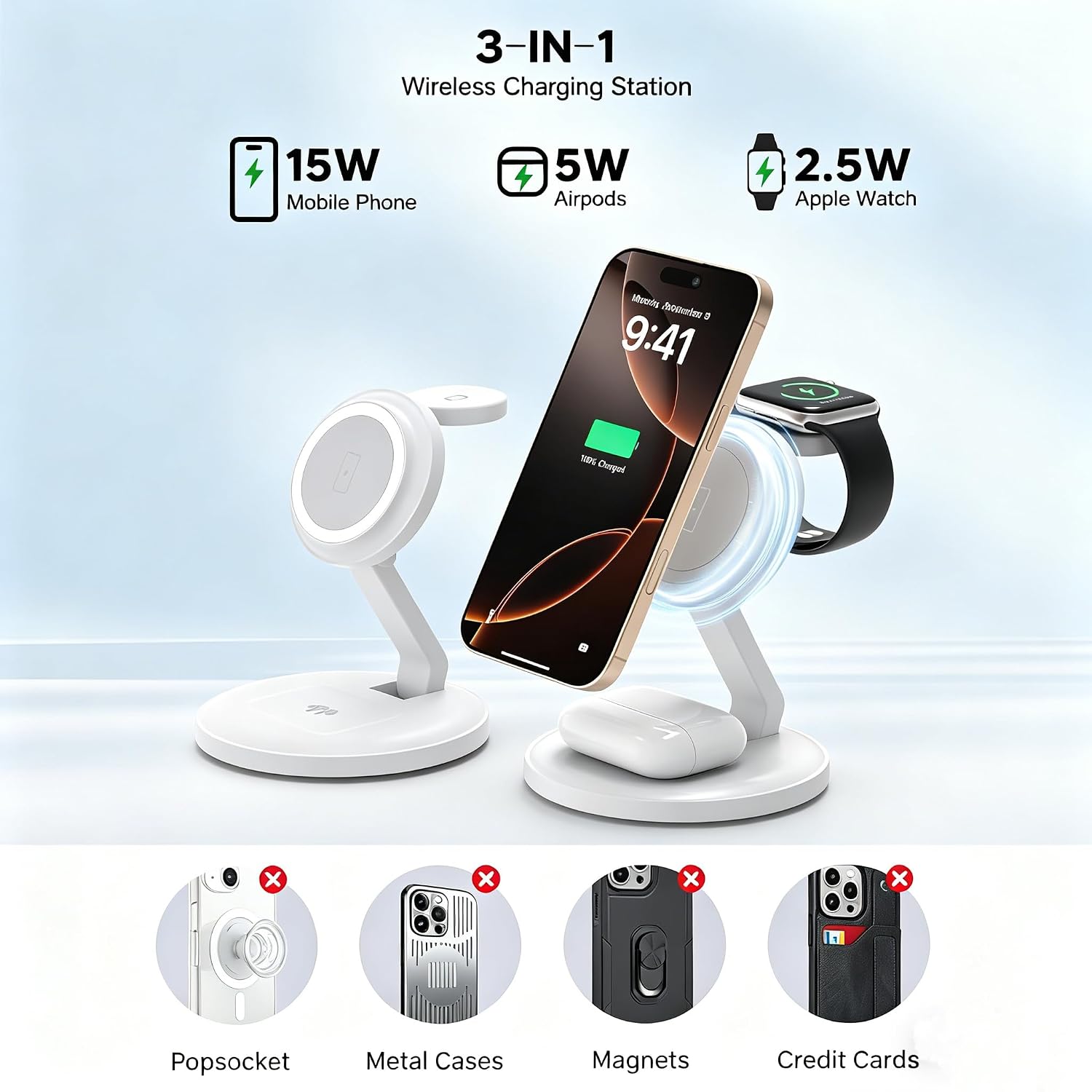 Thumbnail 2 de 15W Foldable MagSafe 3‑in‑1 Charging Station
