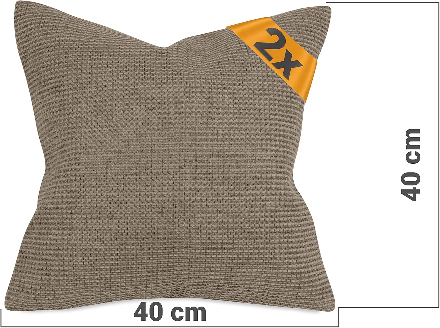 Thumbnail 2 de npluseins Lot de 2 Housse Coussin 40x40 Taupe – Motif texturé et aspect Tapisserie, 617.767