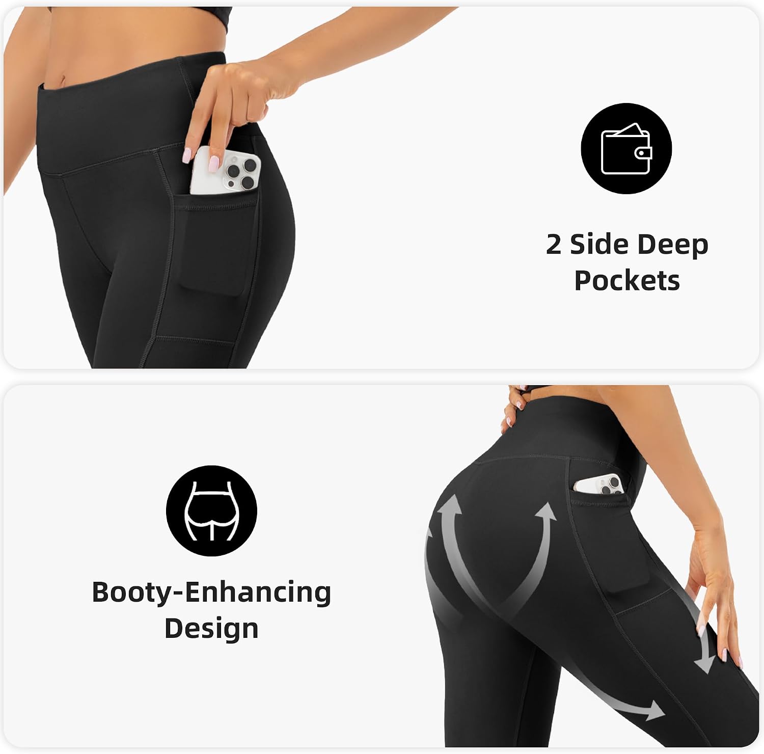 Detalle de SUNCLOVE 3 Pack Leggings with Pockets: High-Waisted, Tummy Control Capri-Style Yoga Pants for Women