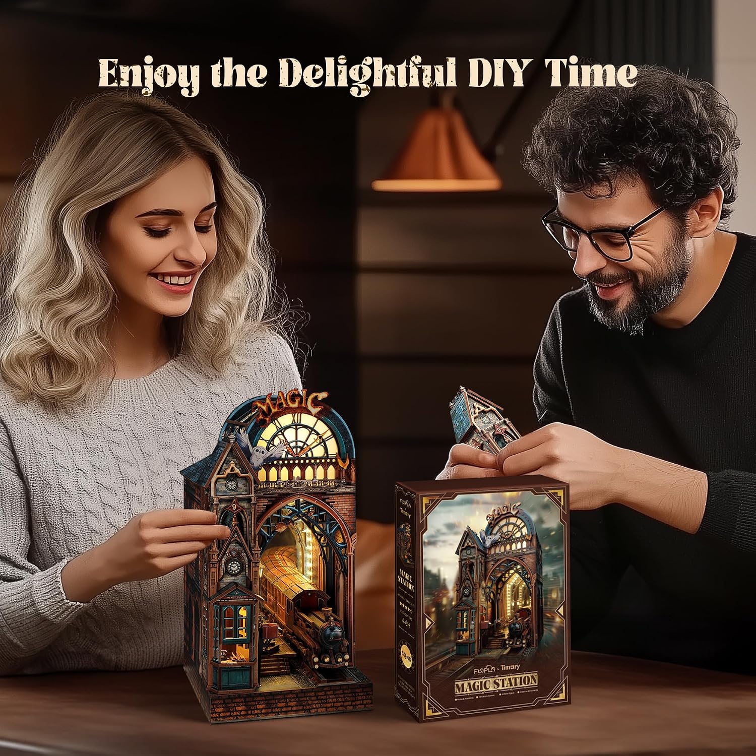 Thumbnail 5 de FUNPOLA LED 3D Puzzle Magic Station Book Nook Kit (Magic Station) — Interactive miniature DIY with LED glow