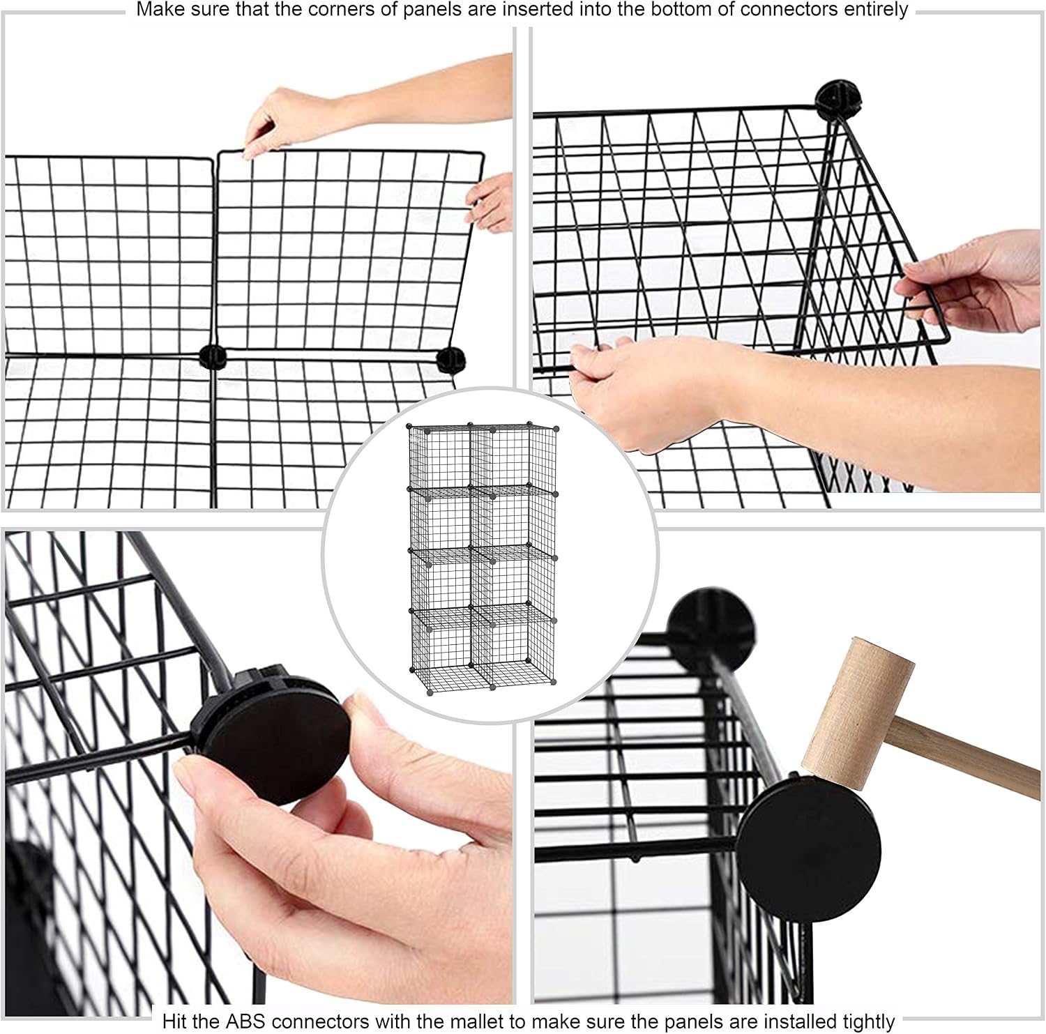Thumbnail 6 de C&AHOME 8 cubes Wire Cube Storage Organizer, 8-Cube Black Metal Shelving