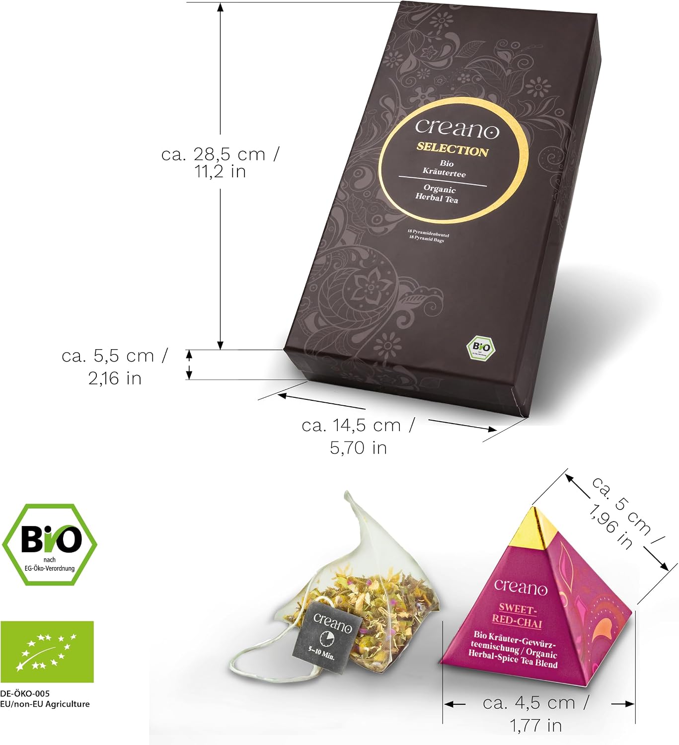 Detalle 2 de Creano Set Regalo Tisane Biologiche 18 piramidi 🍵