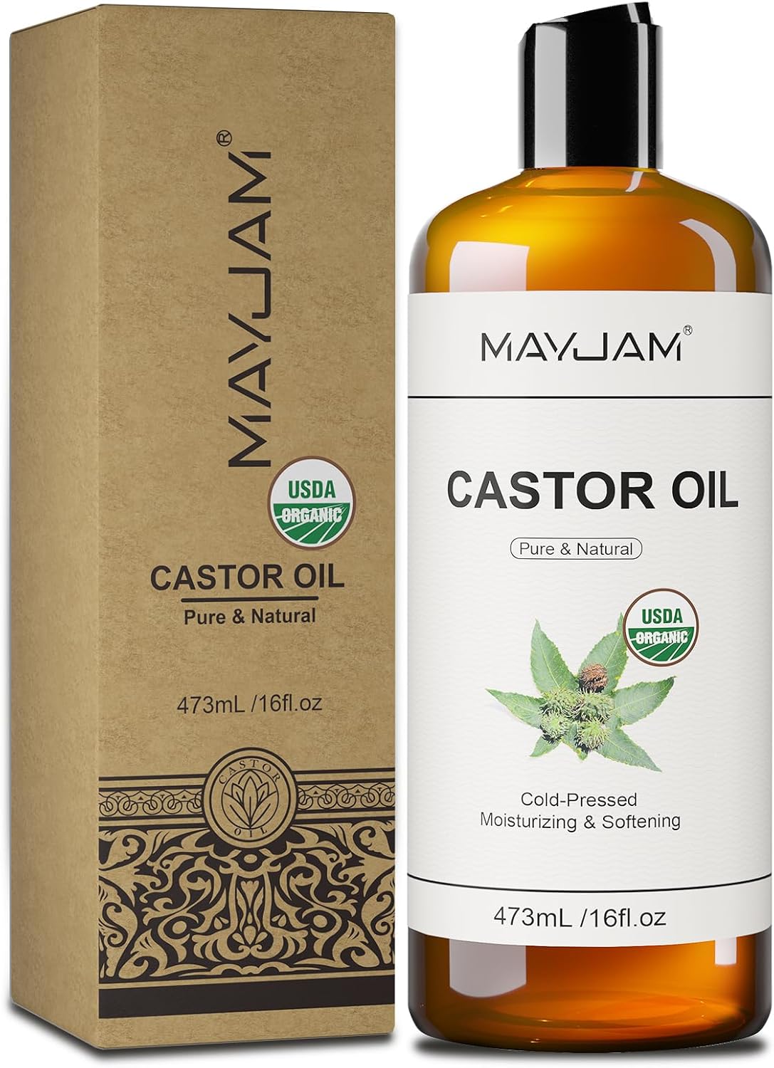 Detalle de MAYJAM Aceite de Ricino Bio 473 ml Prensado en frío