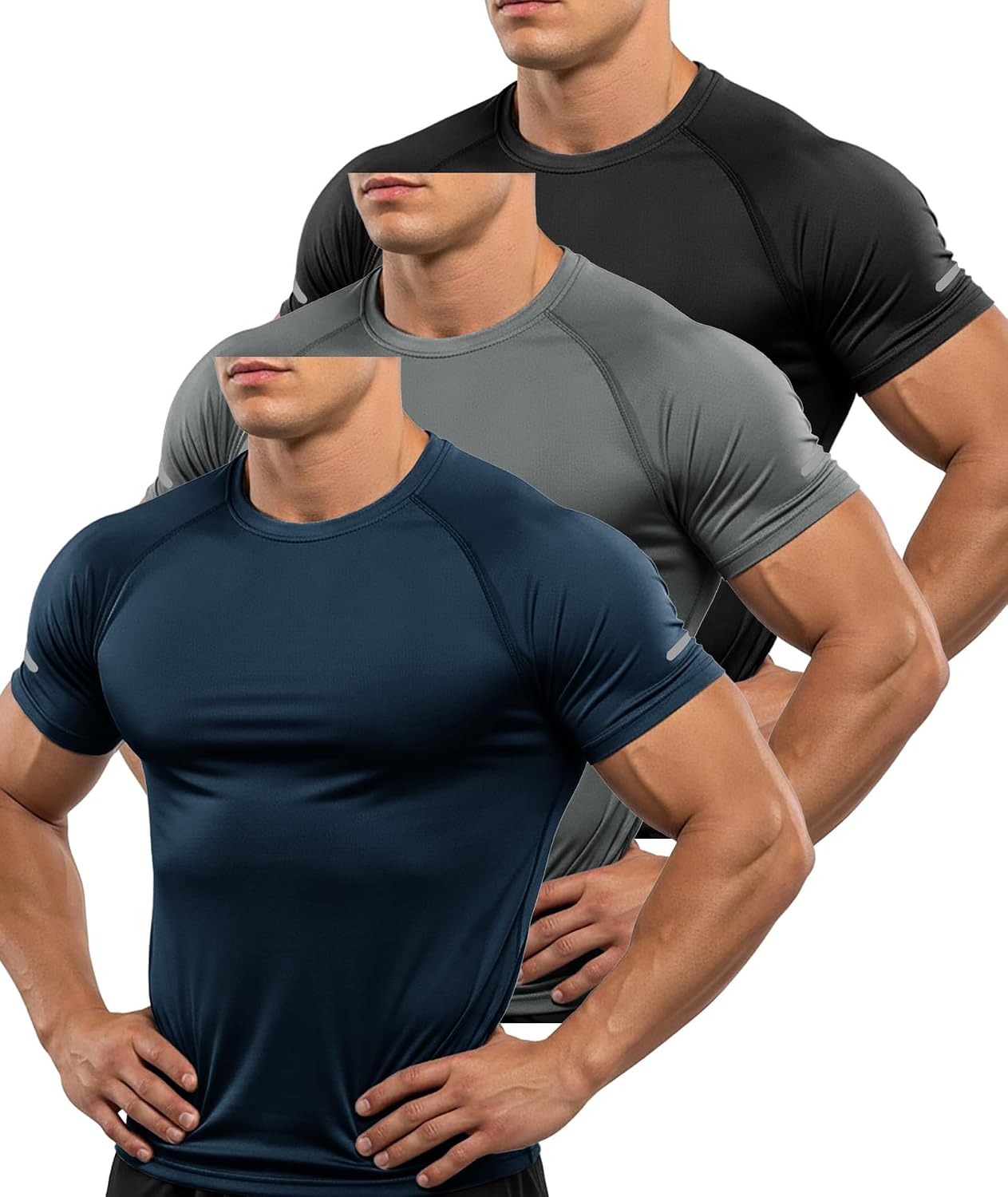 Thumbnail 6 de ZITY 3 Pezzi T-Shirt Uomo Sportive: set di maniche corte in poliestere traspirante e asciugatura rapida