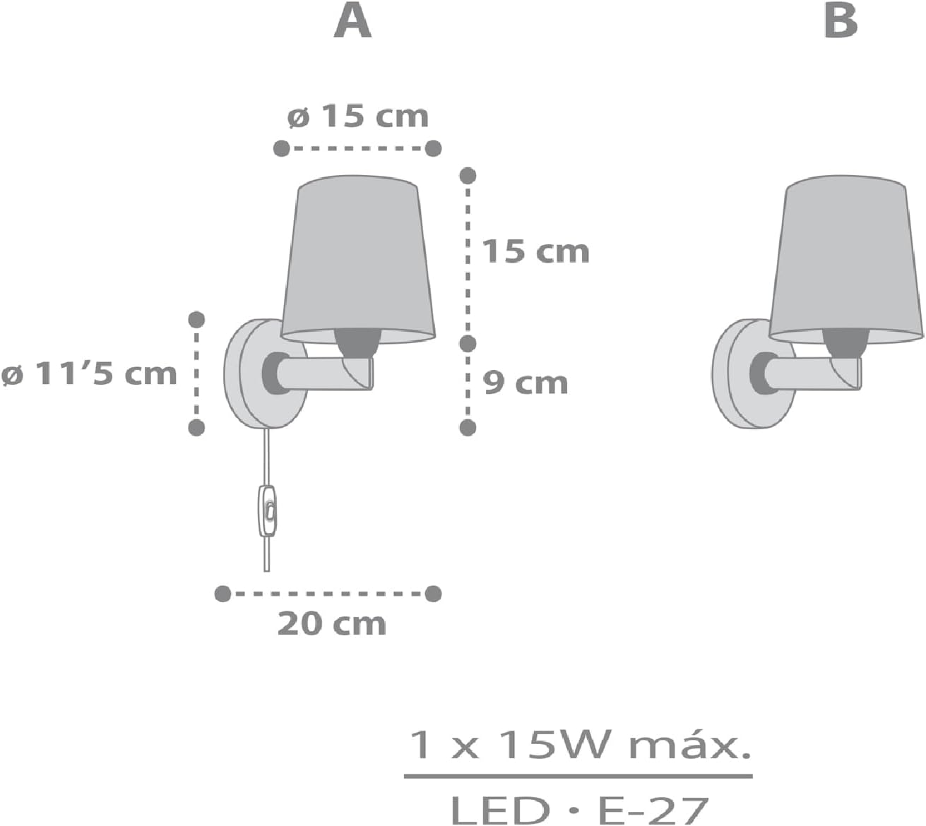Thumbnail 6 de Dalber Kinder Wandlampe Star Light – Sterne Weiß/Grau, E27, 1x15W, inkl. Kabeloption, Glühbirne nicht enthalten