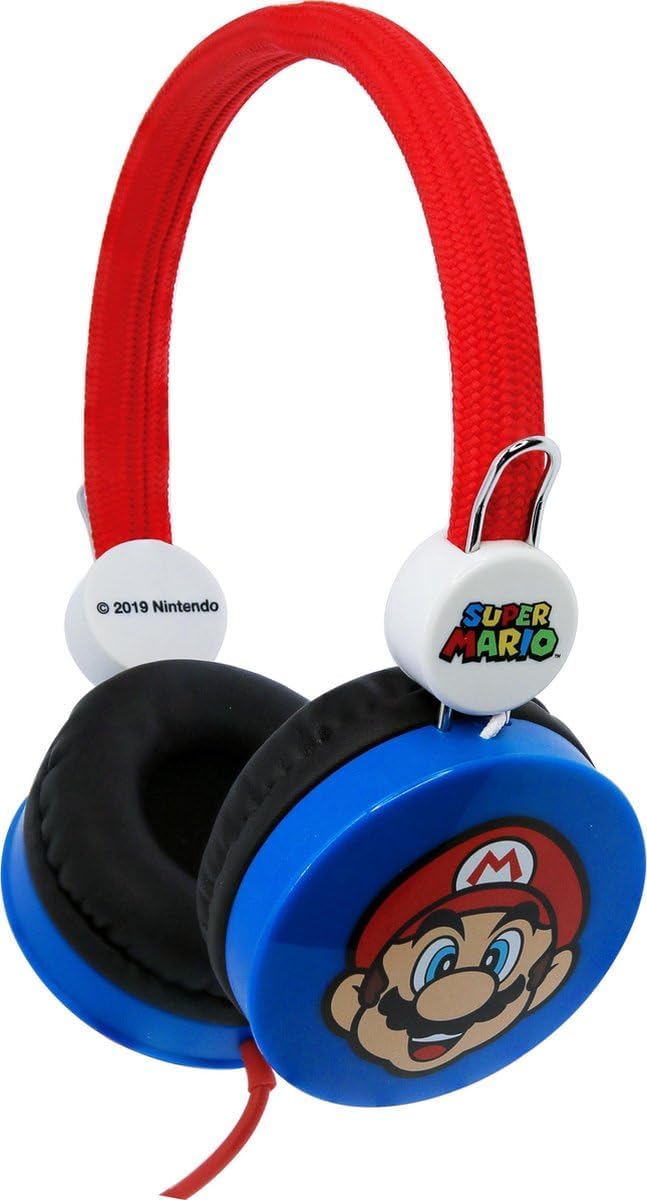Detalle 2 de OTL Technologies Super Mario Stereo Headset für Kinder – 85 dB Lautstärkebegrenzung, verstellbares Kopfband, blau (SM0666)