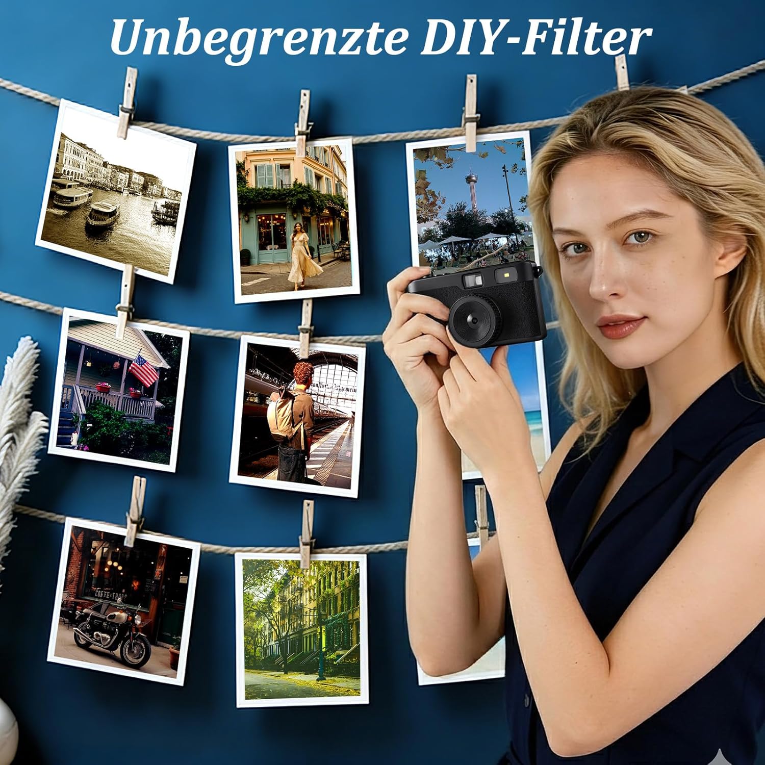 Thumbnail 4 de Retro-Digitalkamera ohne Bildschirm mit Blitz, 12-MP-Fotos und 32-GB microSD (OTG) – Schwarz, Retro-Digitalkamera-Ersatz für Einwegfotos