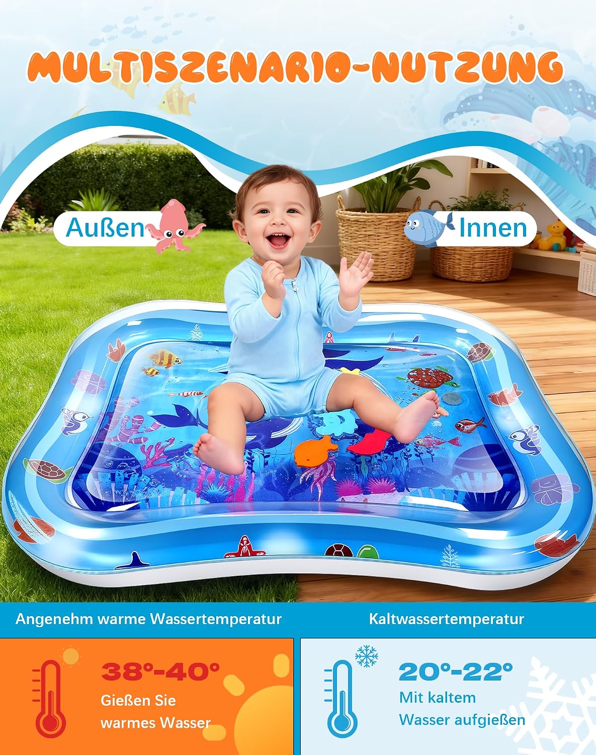 Thumbnail 5 de Wincany Wassermatte Baby Groß BPA Frei – Aquamatte für Bauchlage ab 3 Monaten