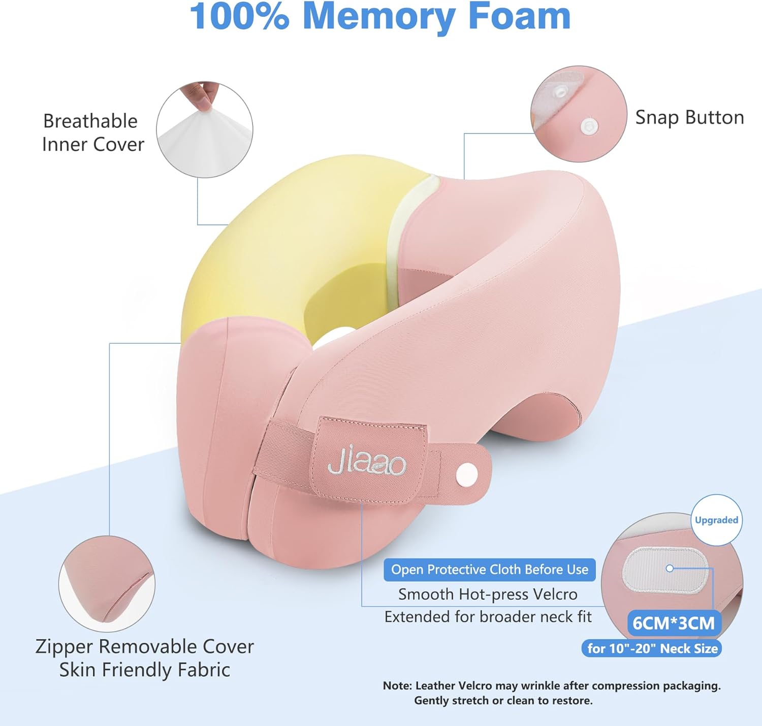 Thumbnail 4 de jiaao Nackenkissen Flugzeug – Ergonomisch, verstellbar, Memory-Schaum, Rosa