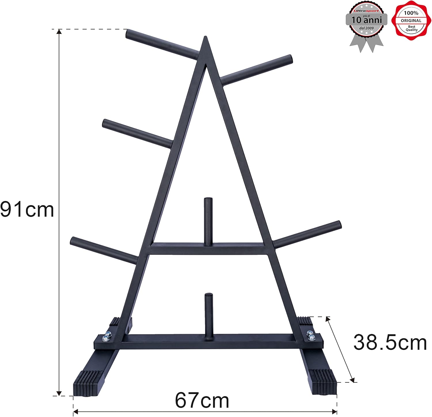 Detalle de Ultrasport supporto per dischi pesi: rastrelliera in acciaio per bilancieri e manubri