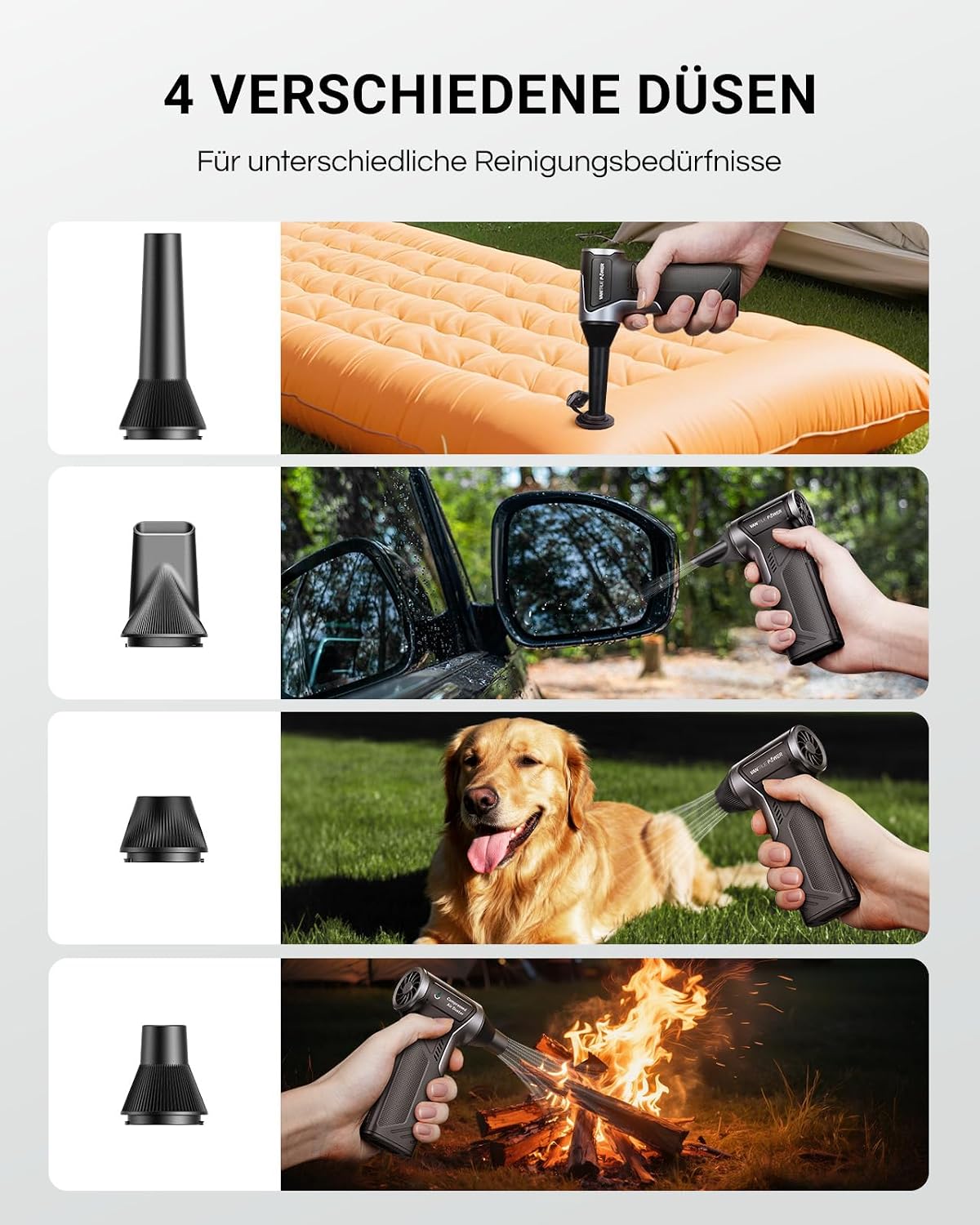 Thumbnail 4 de VANTRUE POWER T150 Elektrischer Luftbläser, 110.000 U/min Starkes Druckluftgebläse mit 3 Geschwindigkeiten & Schnellladung – Staubsauger Elektro Gebläse für Computer, Tastatur, Auto, Haushalt,Outdoor
VANTRUE POWER T150 Elektrischer Luftbläser, 11…