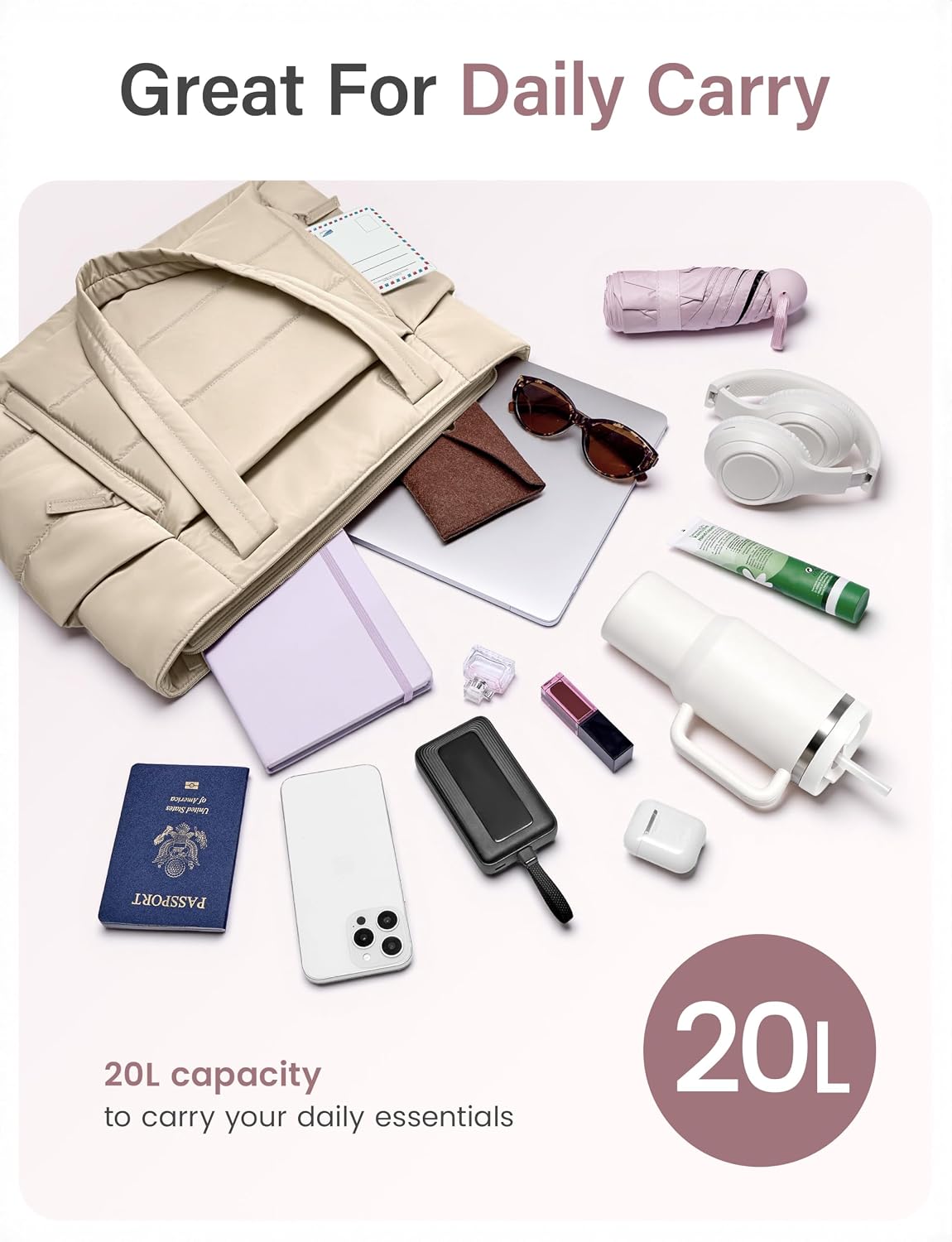 Detalle de Uselike Quilted Tote Bag, 20L