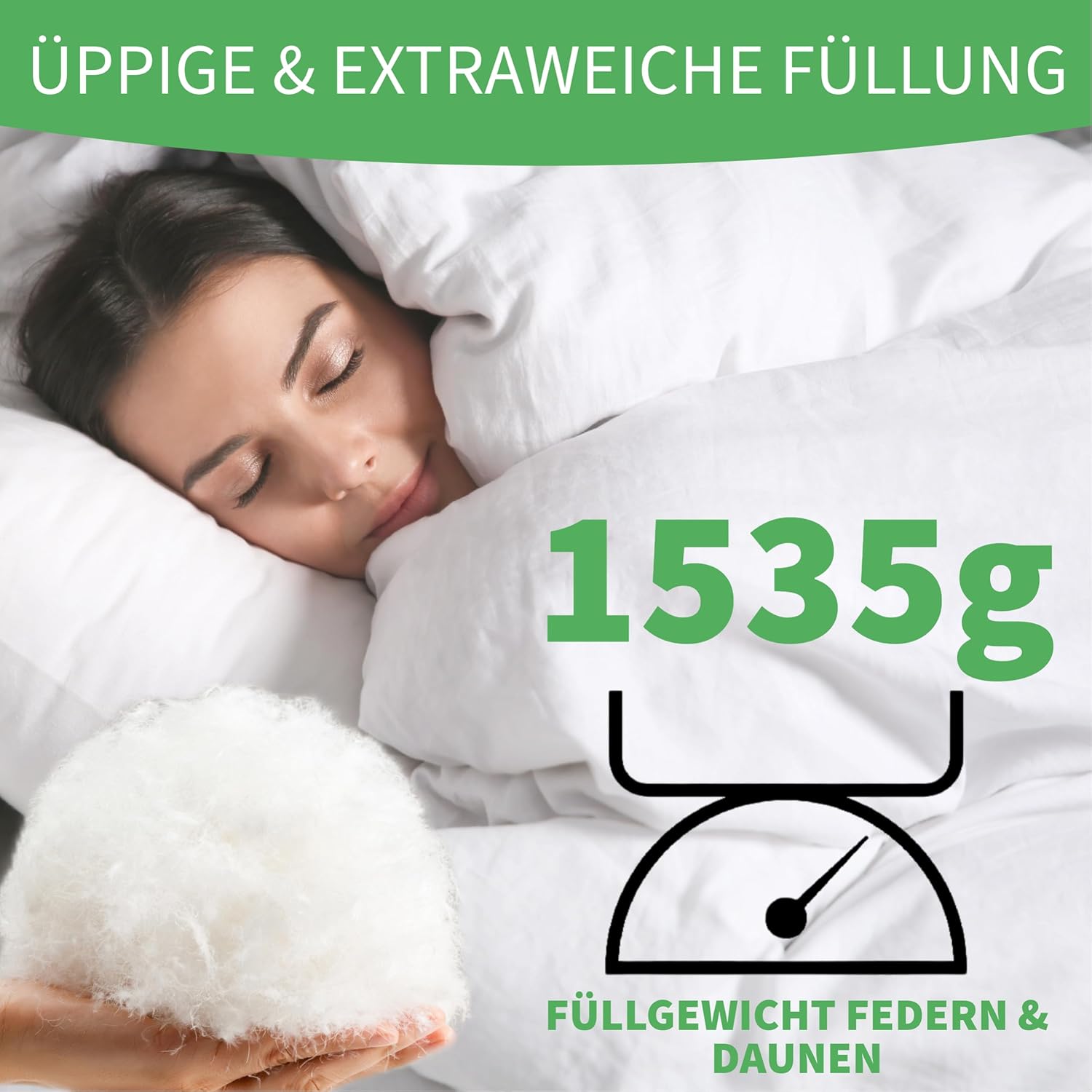 Thumbnail 1 de Welldora Komfort Bettdecke 155x220 (1.535 g) – extraweiche Feder-Daunen-Decke für Allergiker