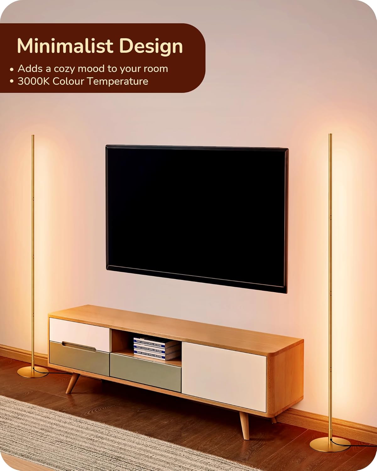 Thumbnail 3 de EDISHINE LED Floor Lamp (146cm) with Stepless Dimming and Foot Switch in Gold