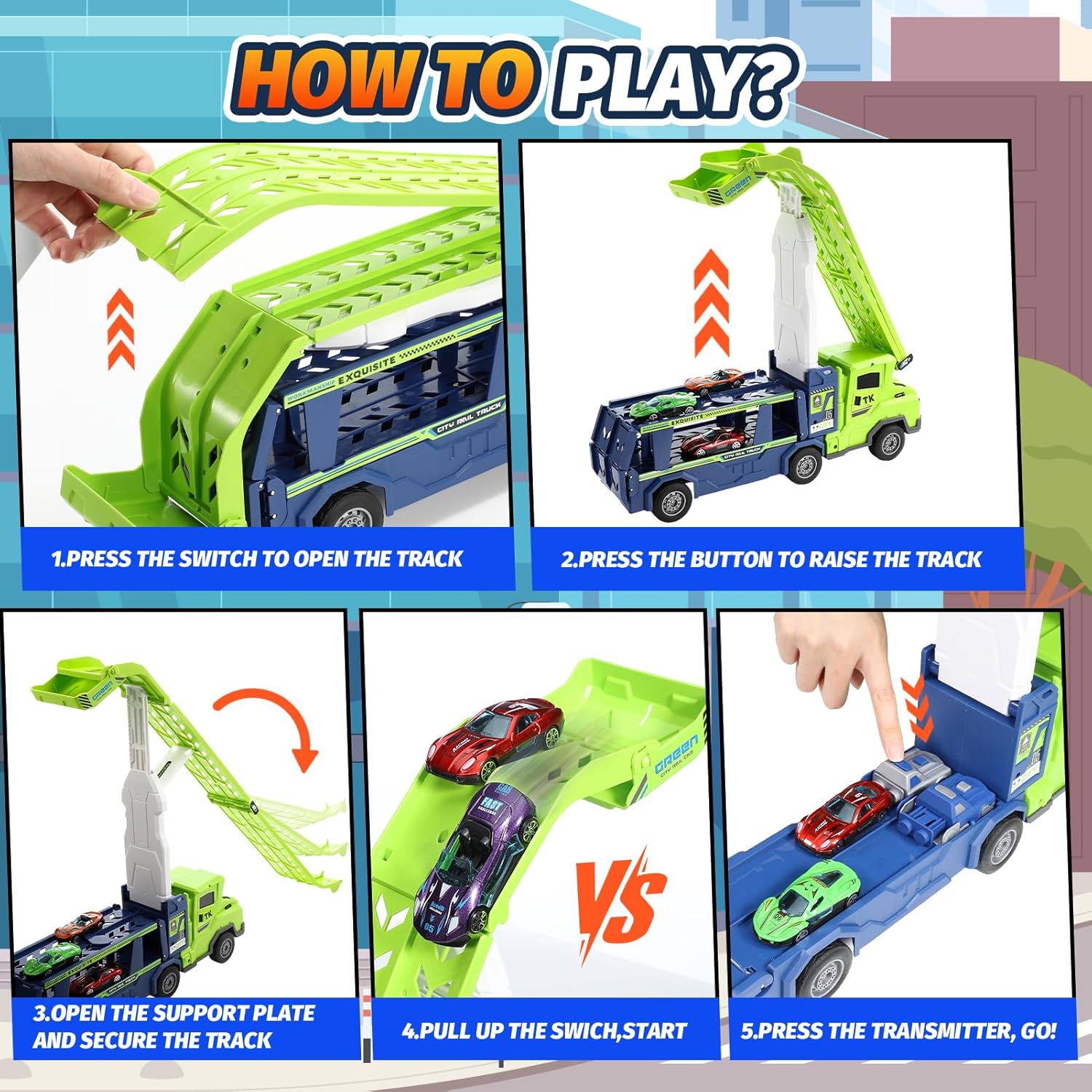 Detalle 2 de EUTOYZ 46-inch race track toy cars for ages 3–6
