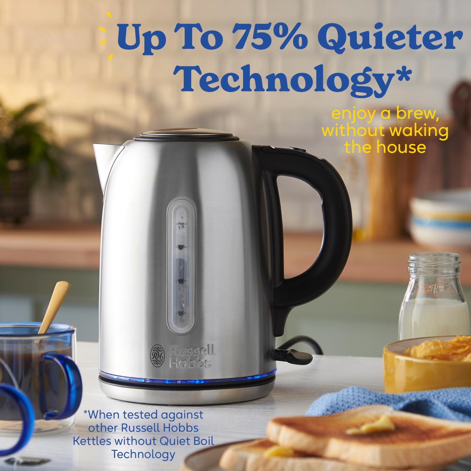 Thumbnail 3 de Russell Hobbs Brushed Stainless Steel Electric Kettle 1.7L (20460) — Quiet, Fast Boil and Easy Maintenance