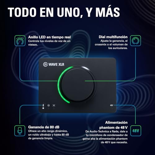 Detalle de Elgato Wave XLR MK.2: interfaz USB con DSP integrado para estudio móvil