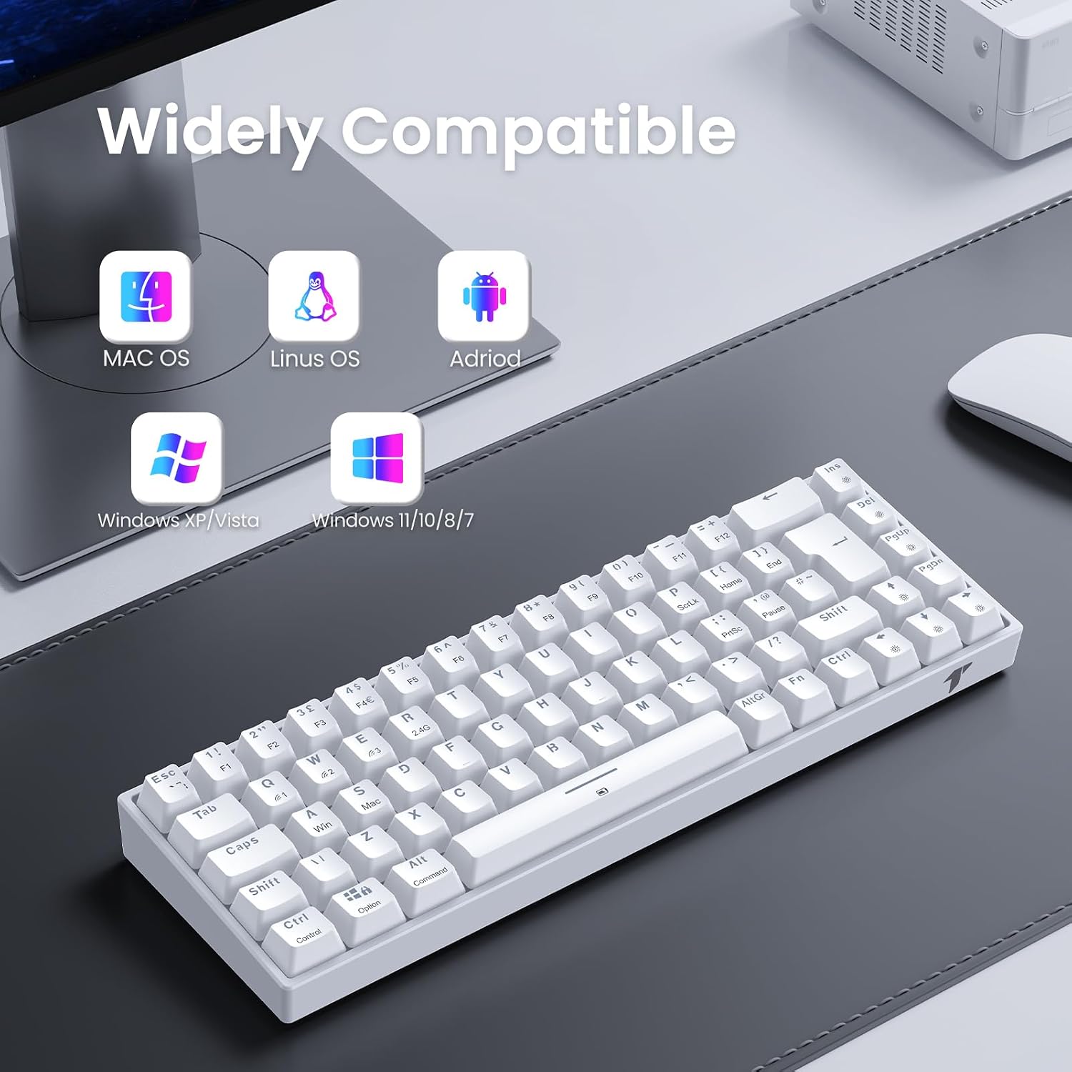 Thumbnail 6 de TECURS Wireless Mechanical Gaming Keyboard RGB UK Layout 65% (65%) TKL with Red Switches, 2.4G/Bluetooth/Wired, Easy multi-device pairing