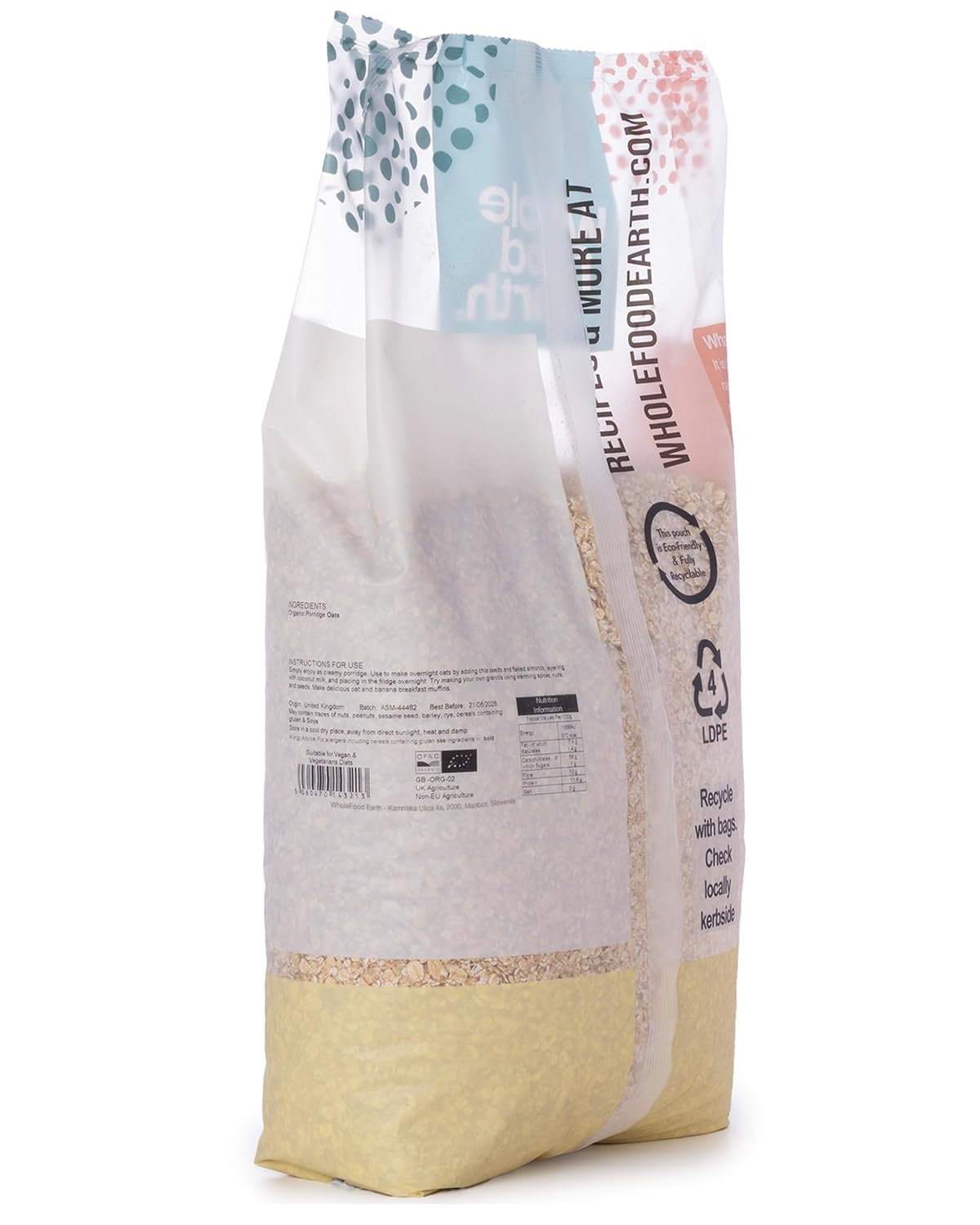 Detalle 2 de Wholefood Earth Bio-Haferbrei 3 kg 🥣
