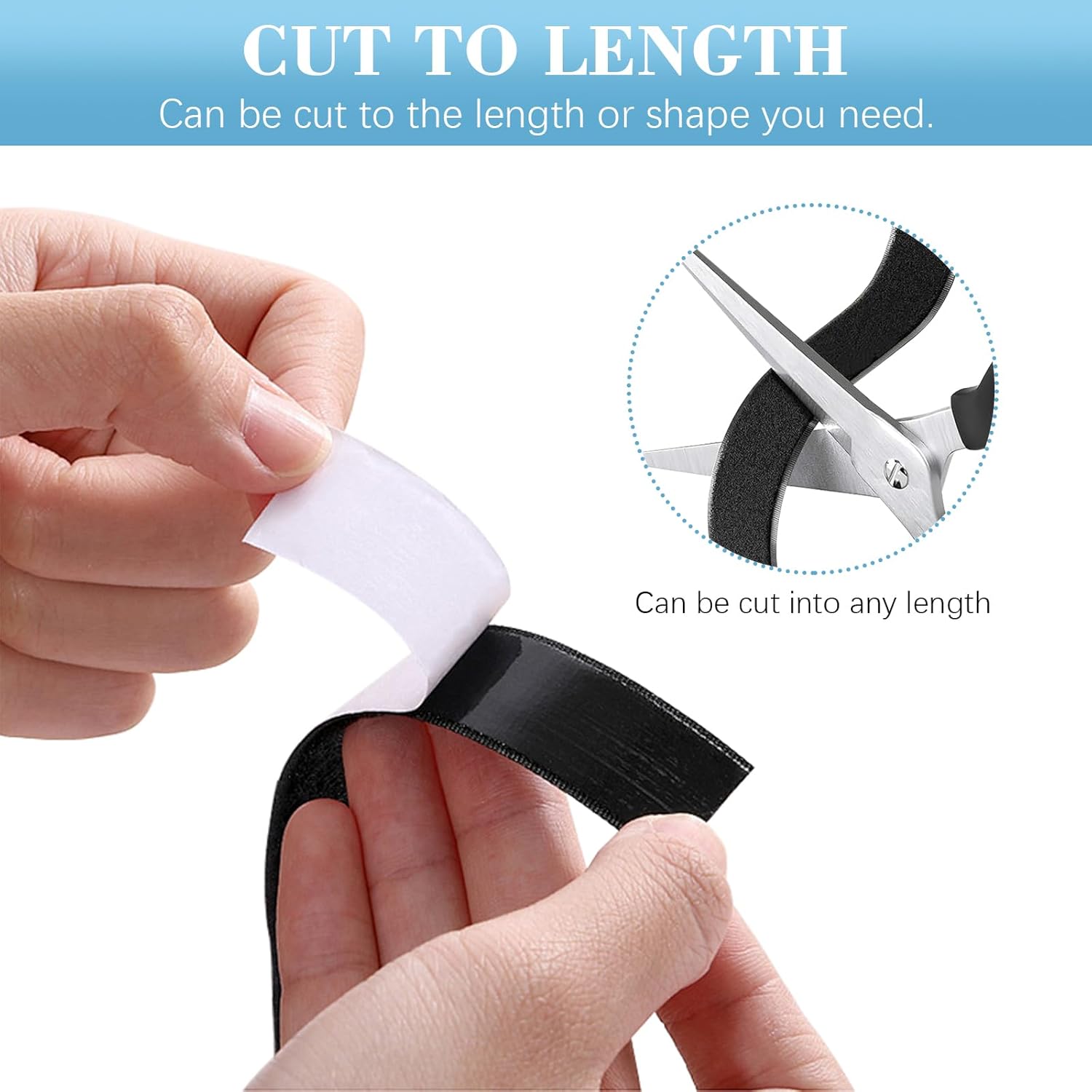 Detalle de JelKen Hook and Loop Tape (20mm x 8m) – Heavy Duty Double Sided Self-Adhesive Strips, Cut-to-Length (Black)